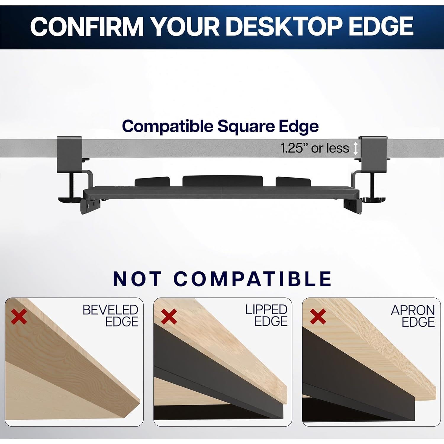 Bandeja de Teclado VIVO 50,8 cm Deslizante Negro