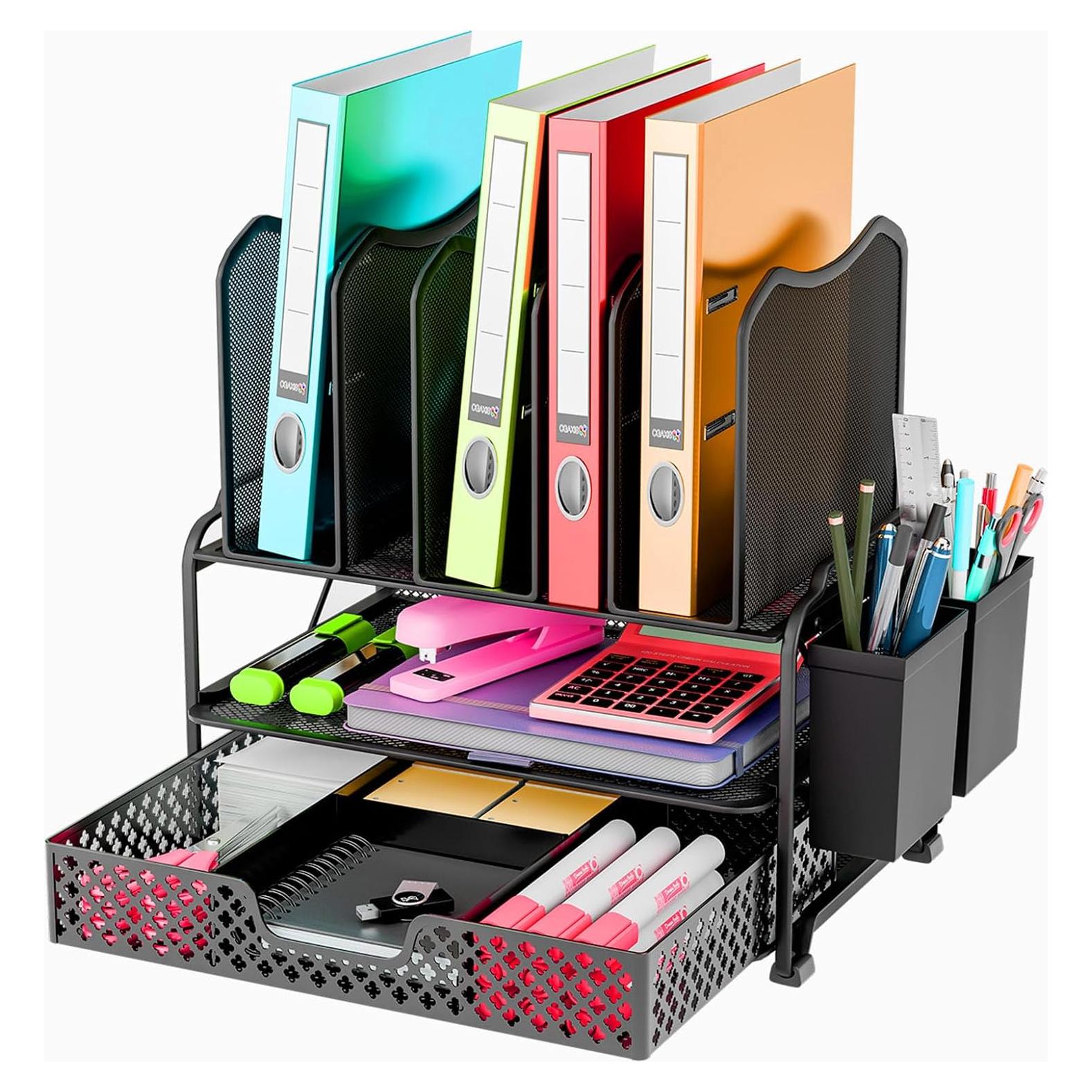 Organizador de Escritorio Simple Trending Negro con Cajón