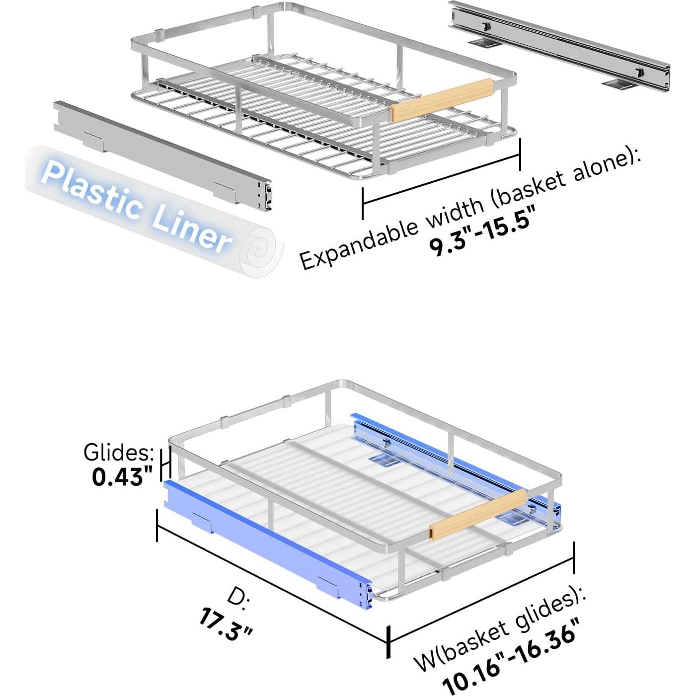 Organizador Expandible de Gabinete jkxoo 2 Paquetes 49.9 kg