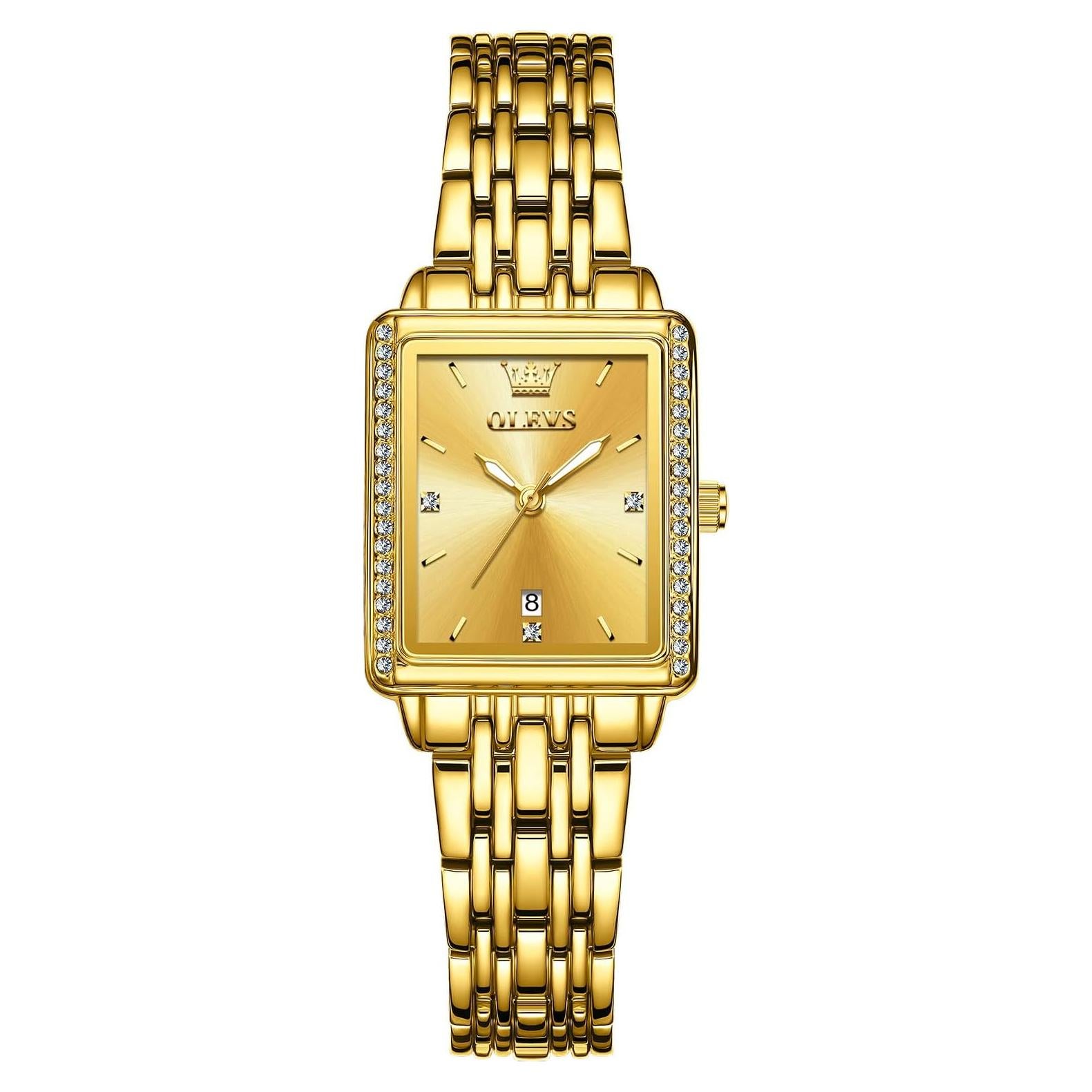 Reloj OLEVS Dorado Cuadrado con Diamantes para Mujeres