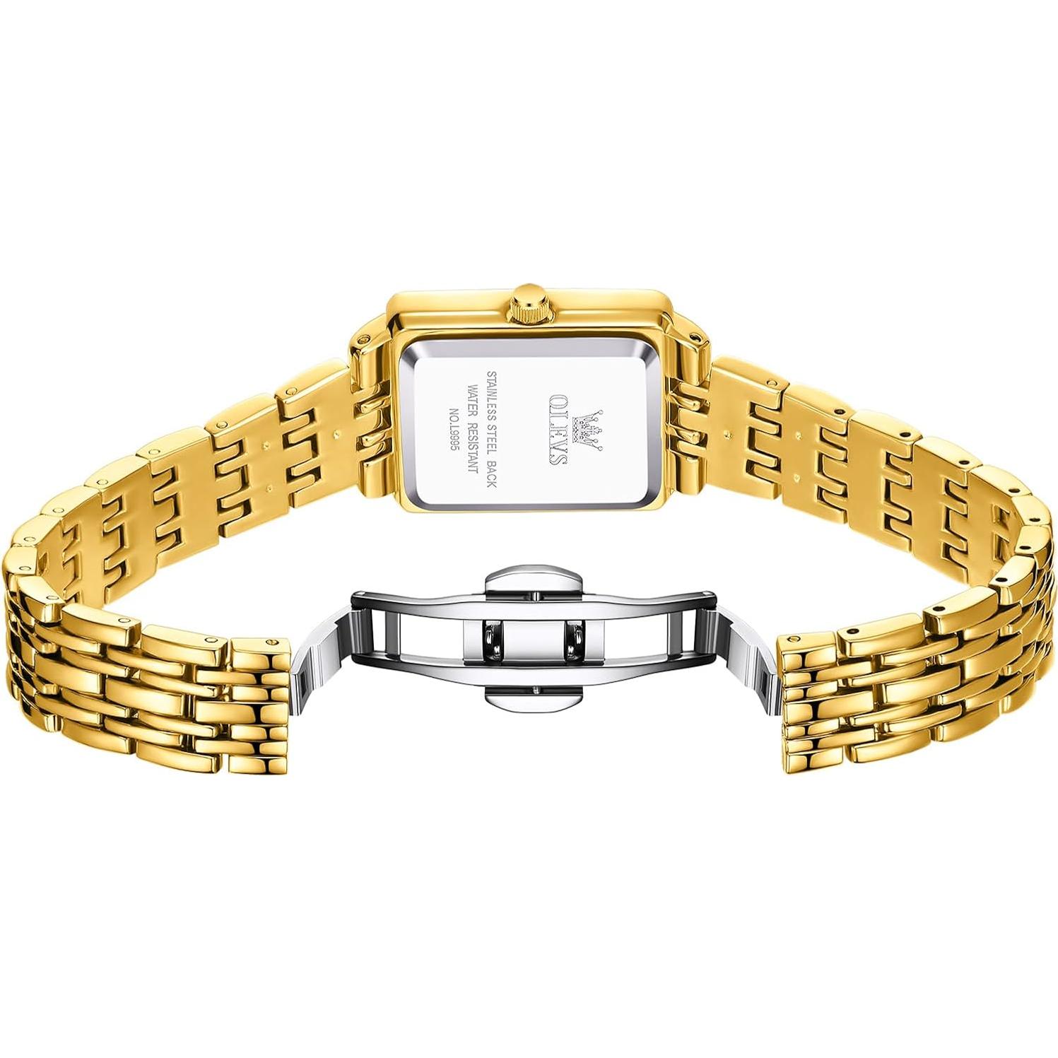 Reloj OLEVS Dorado Cuadrado con Diamantes para Mujeres
