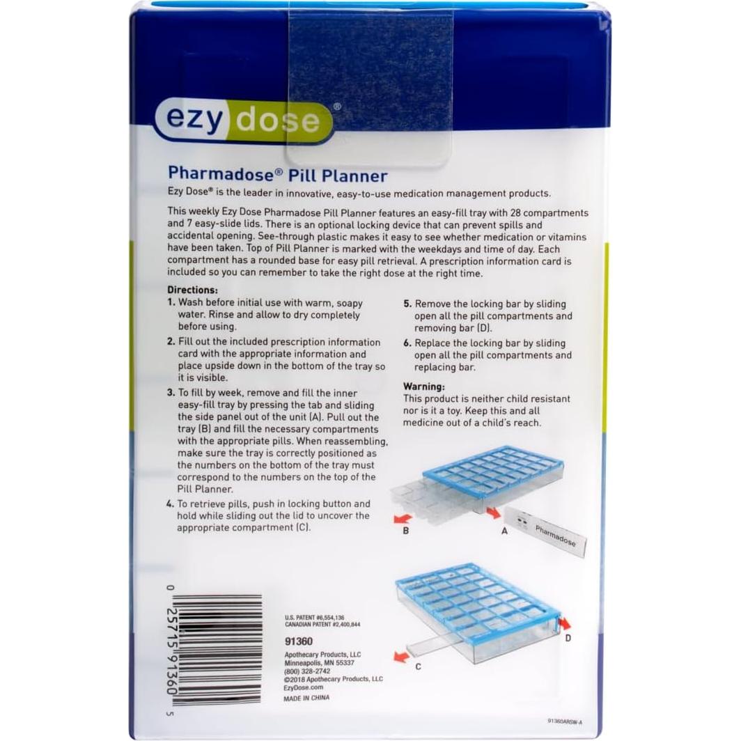 Organizador de Pastillas Ezy Dose Semanal Azul 7 Días