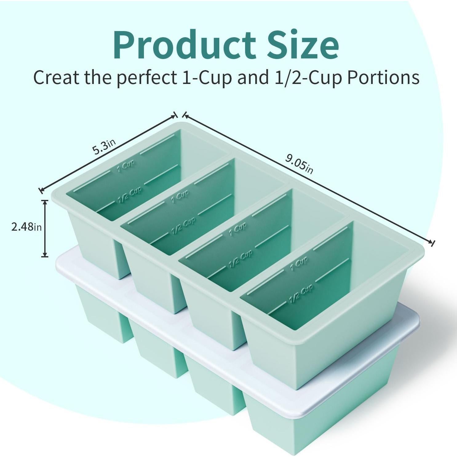 Bandeja de Congelador de Silicona GGOW 250mL y 125mL Verde
