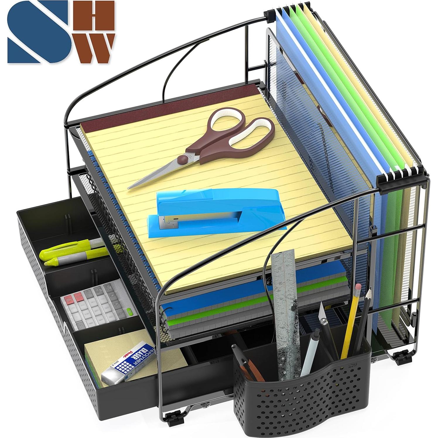 Organizador de Escritorio Simple Houseware 3 Niveles Negro