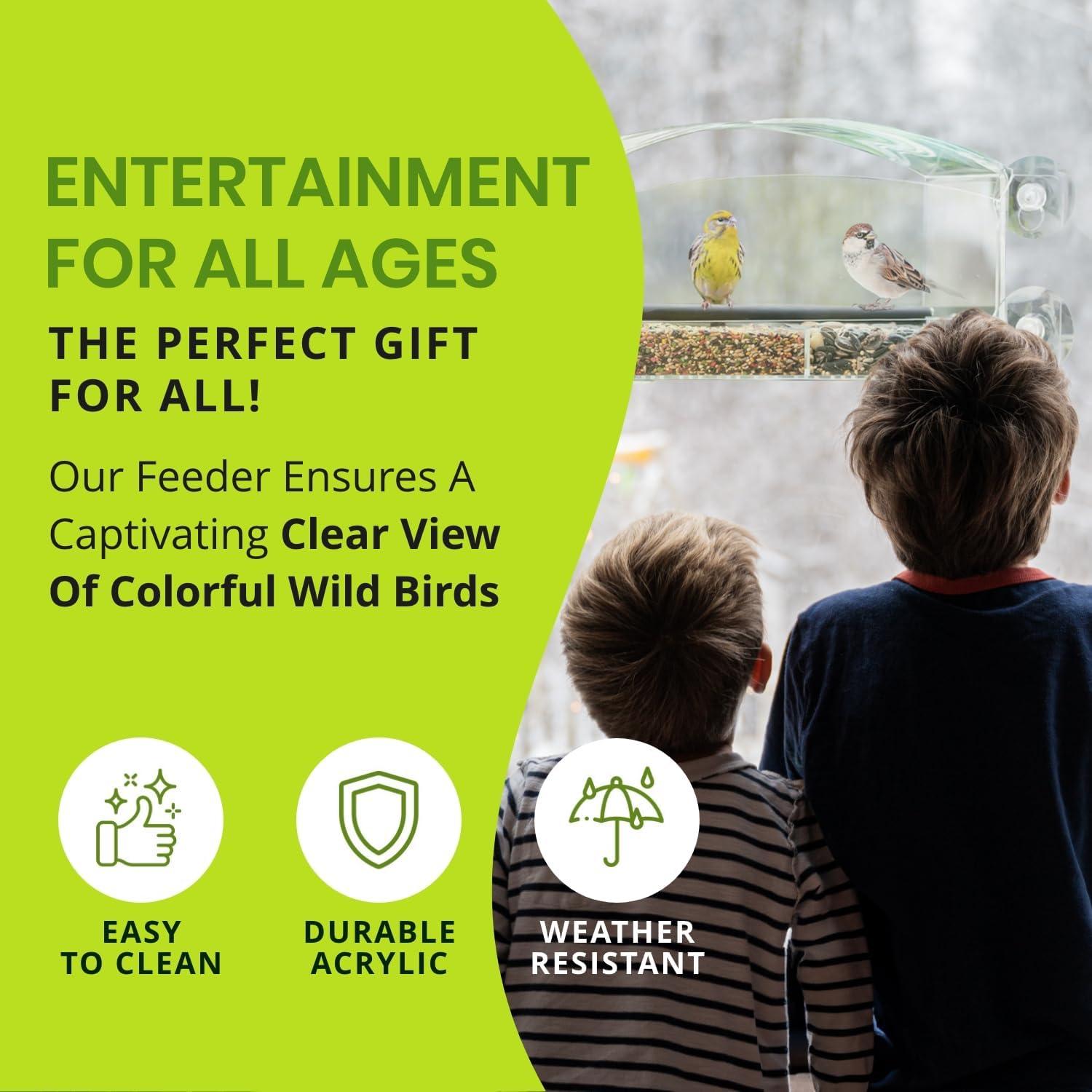 Comedero de Aves Acrílico Nature Gear para Ventana 23.5x10.5cm