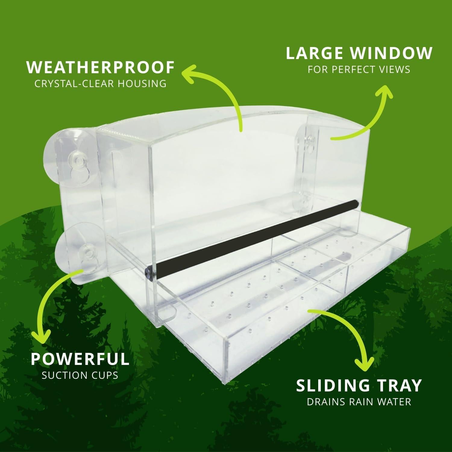 Comedero de Aves Acrílico Nature Gear para Ventana 23.5x10.5cm
