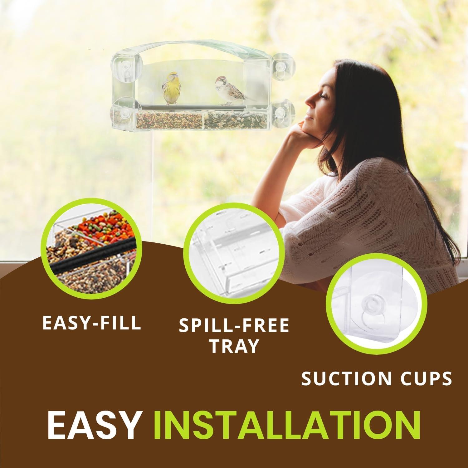 Comedero de Aves Acrílico Nature Gear para Ventana 23.5x10.5cm