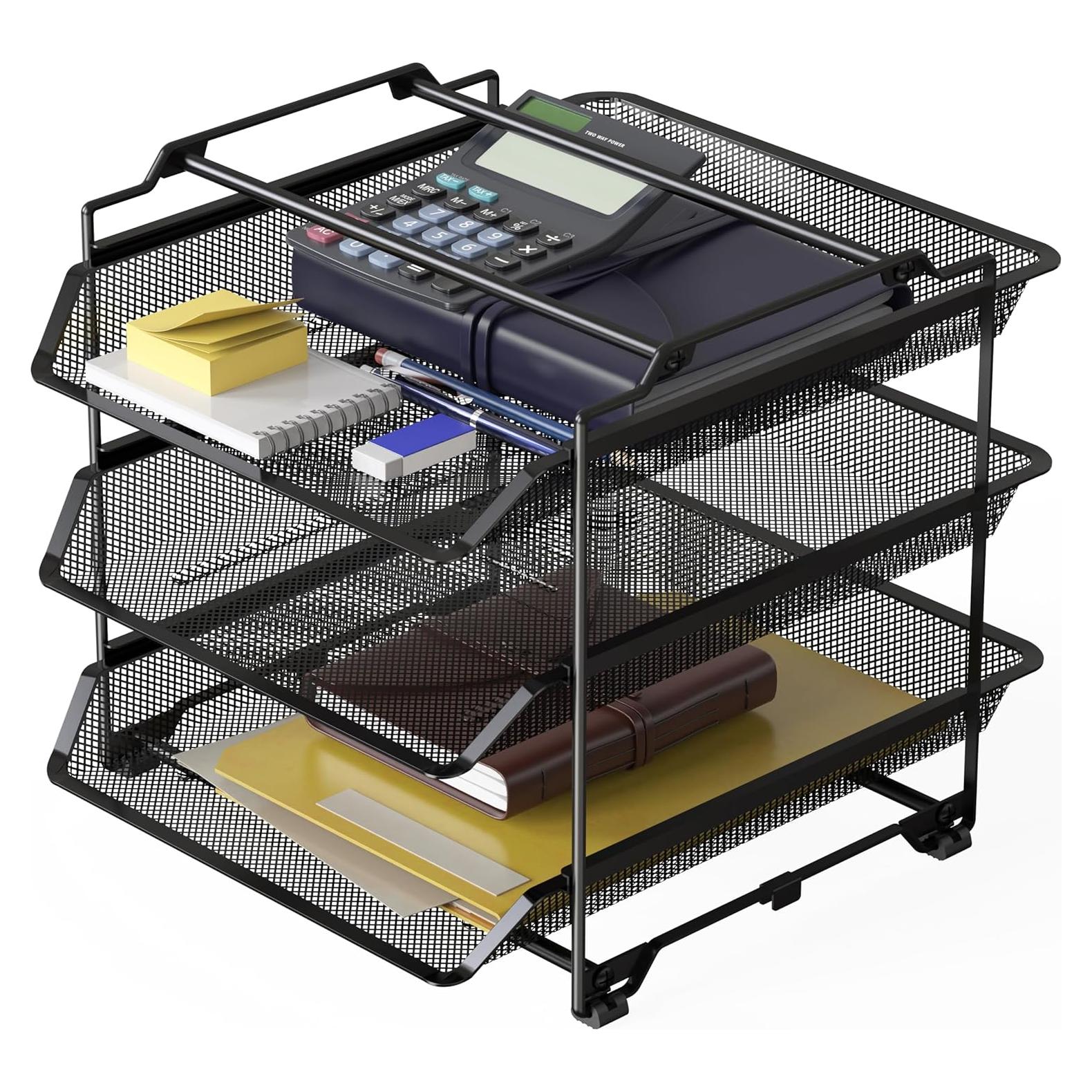 Organizador de Papel Apilable DecoBros 3 Niveles Negro