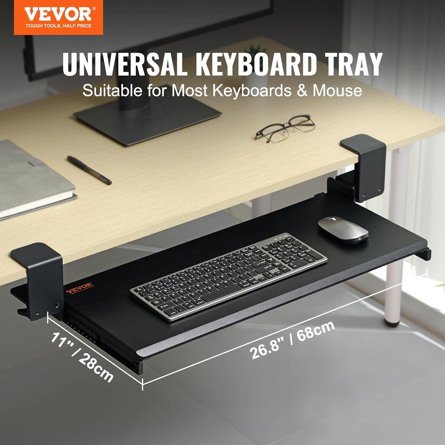 Bandeja para Teclado VEVOR Abrazadera C 68x28cm Ergonomica