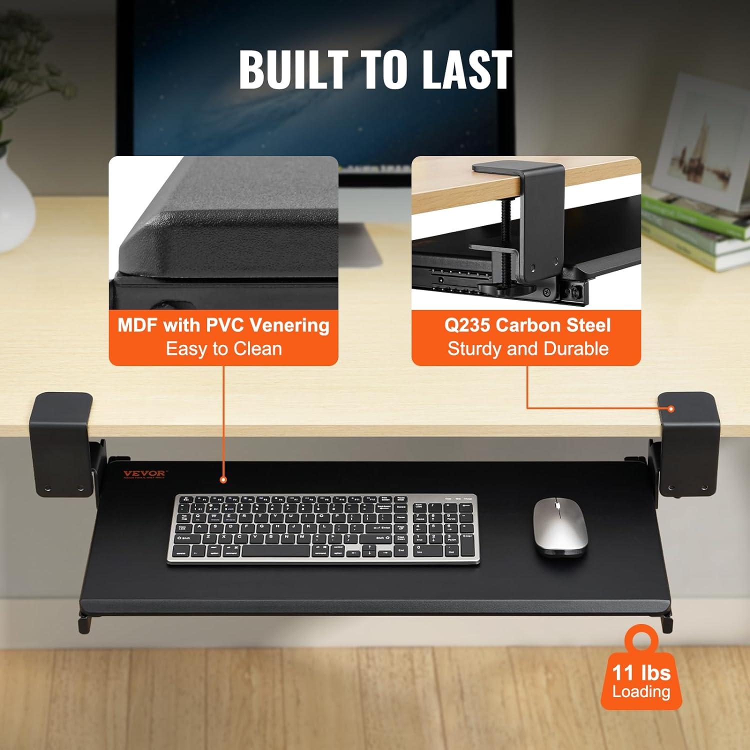 Bandeja para Teclado VEVOR Abrazadera C 68x28cm Ergonomica