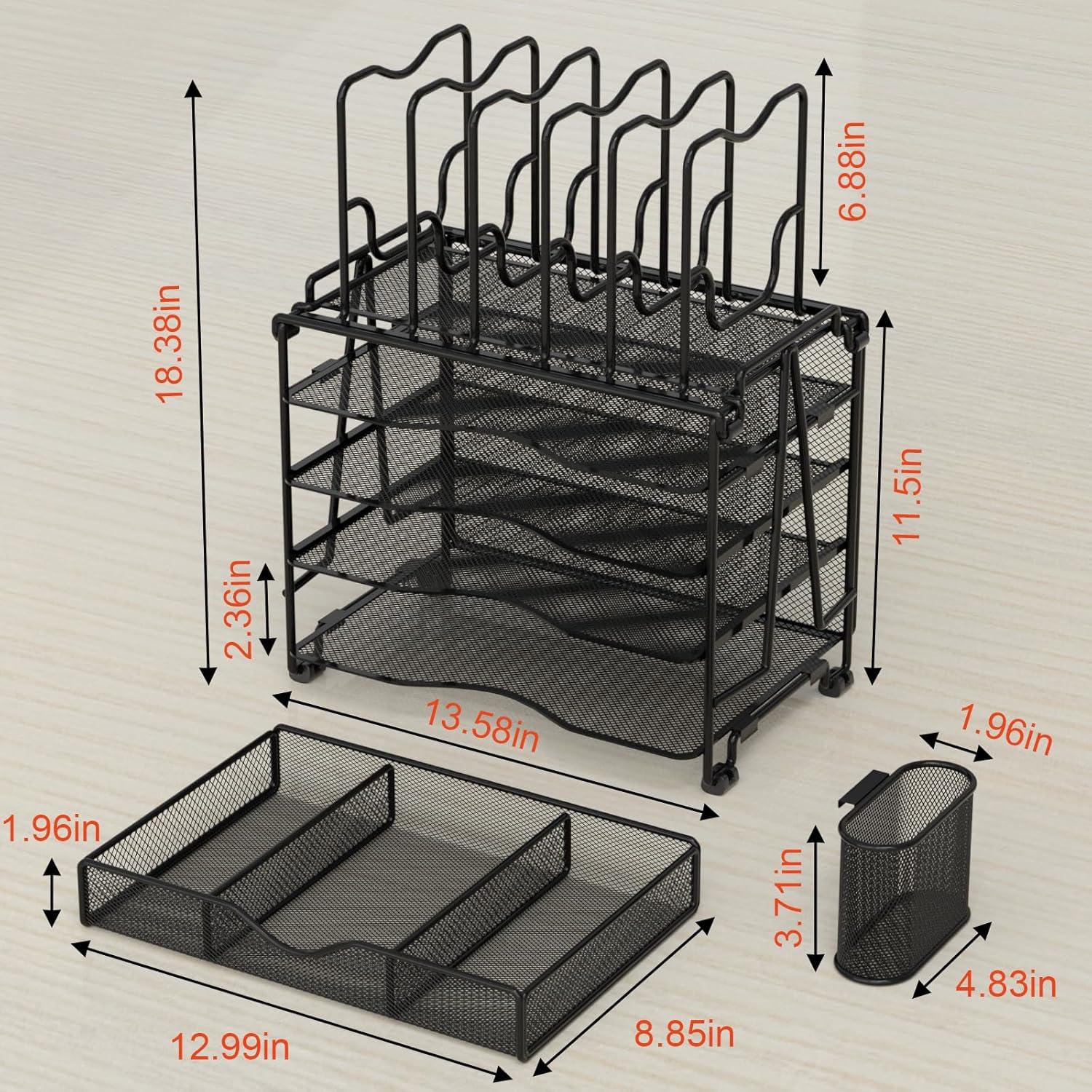 Organizador de Escritorio BOHDK 4 Niveles con Cajón Negro