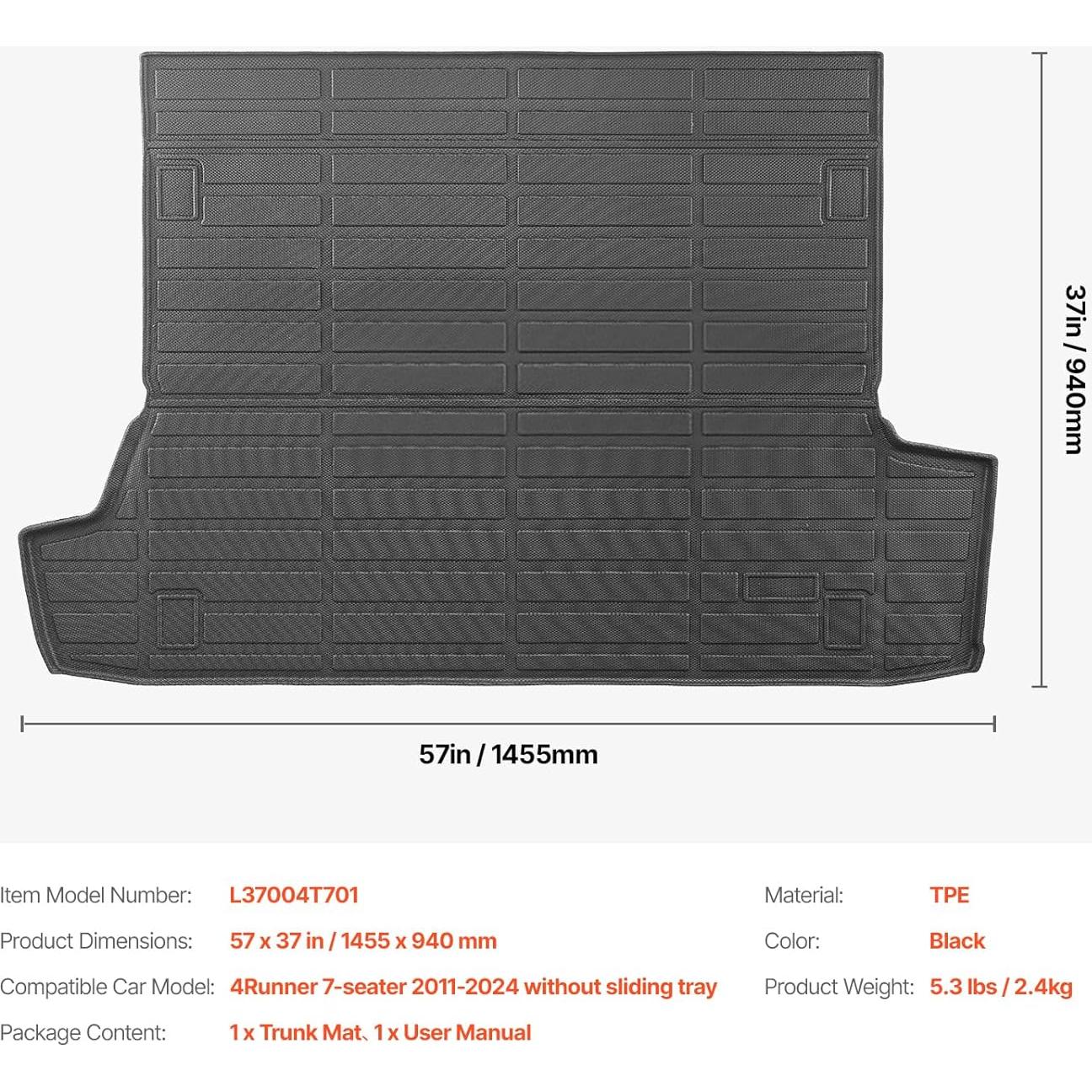 Mata de Carga VEVOR para Toyota 4Runner 2010-2024 TPE