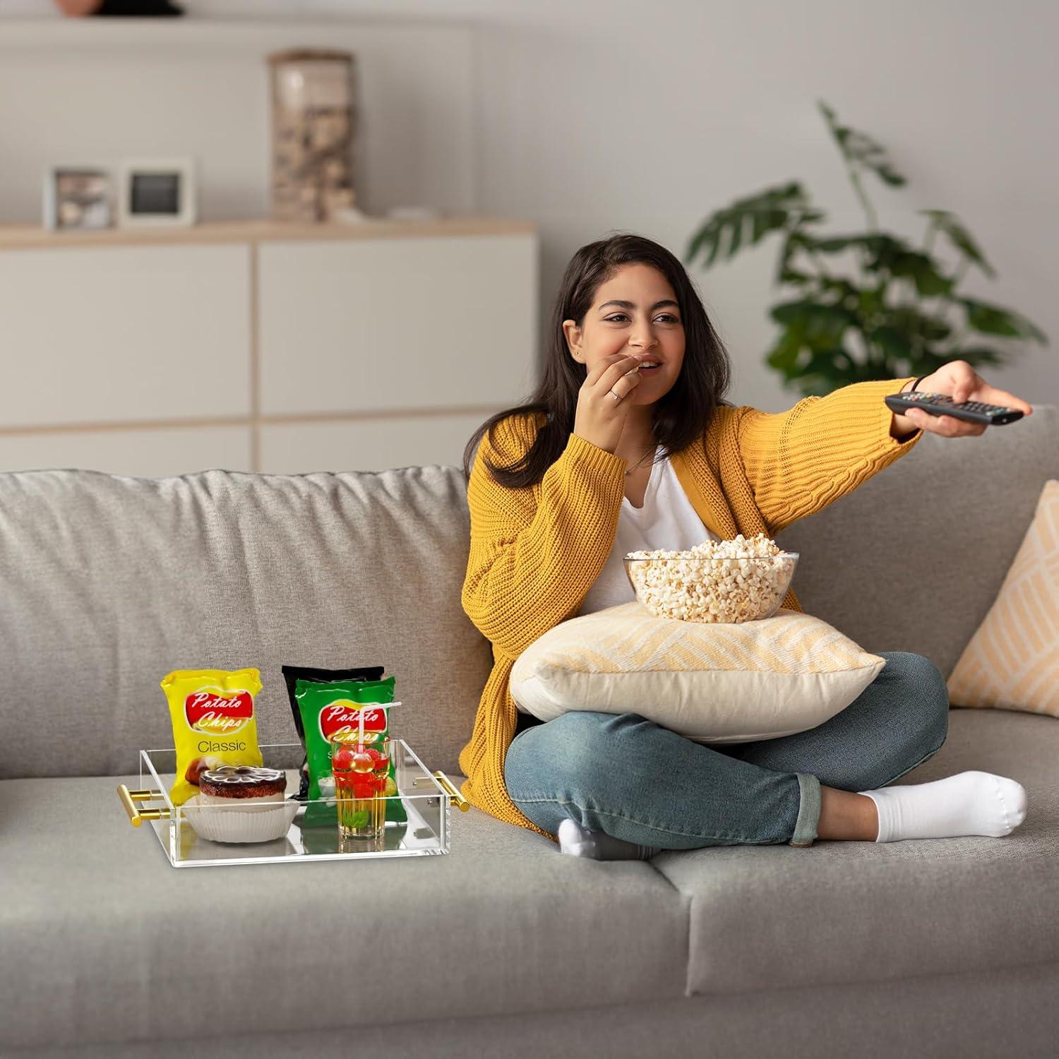 Bandeja de Servicio Acrílica NIUBEE 30x30 cm con Mangos Dorados