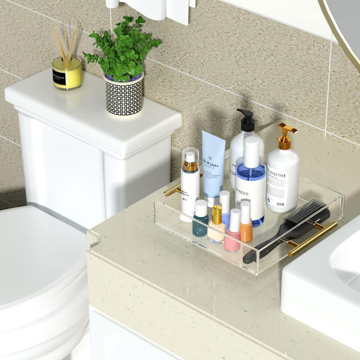 Bandeja de Servicio Acrílica NIUBEE 30x30 cm con Mangos Dorados