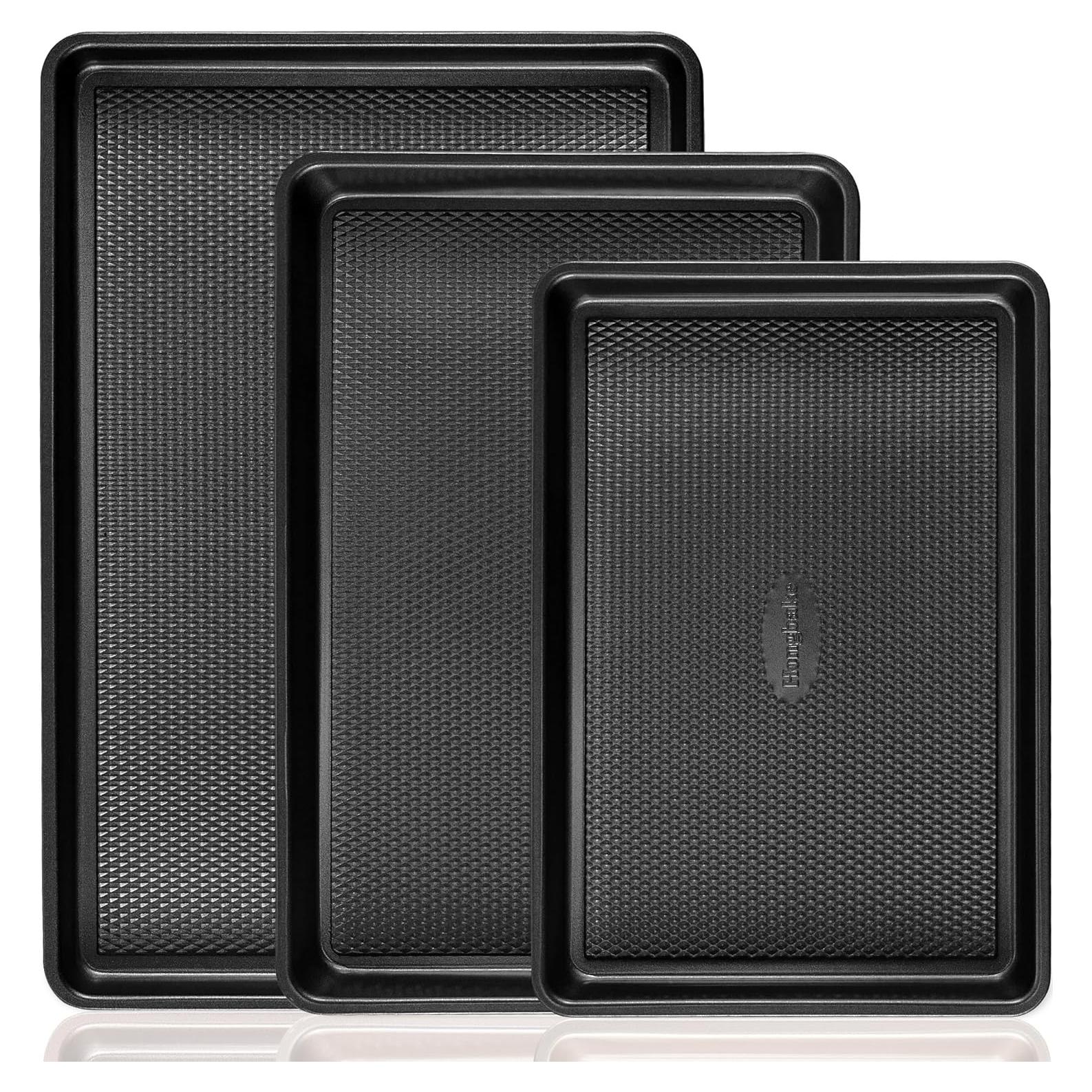 Juego de 3 Bandejas para Hornear HONGBAKE Antiadherentes 44x30cm