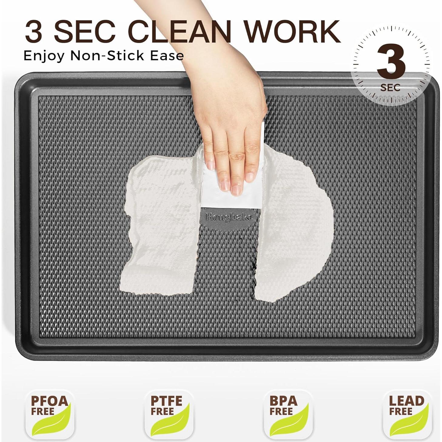 Juego de 3 Bandejas para Hornear HONGBAKE Antiadherentes 44x30cm