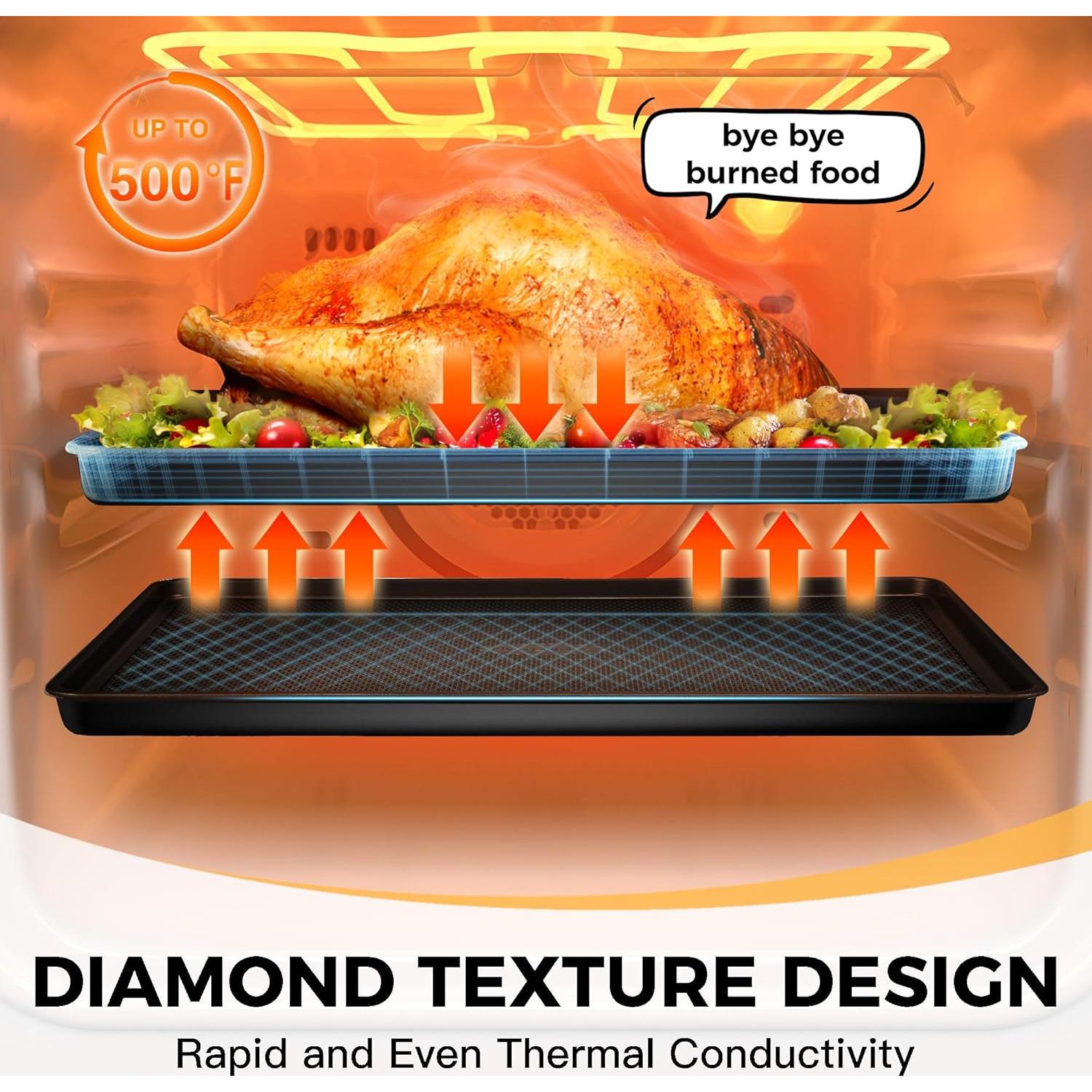 Juego de 3 Bandejas para Hornear HONGBAKE Antiadherentes 44x30cm