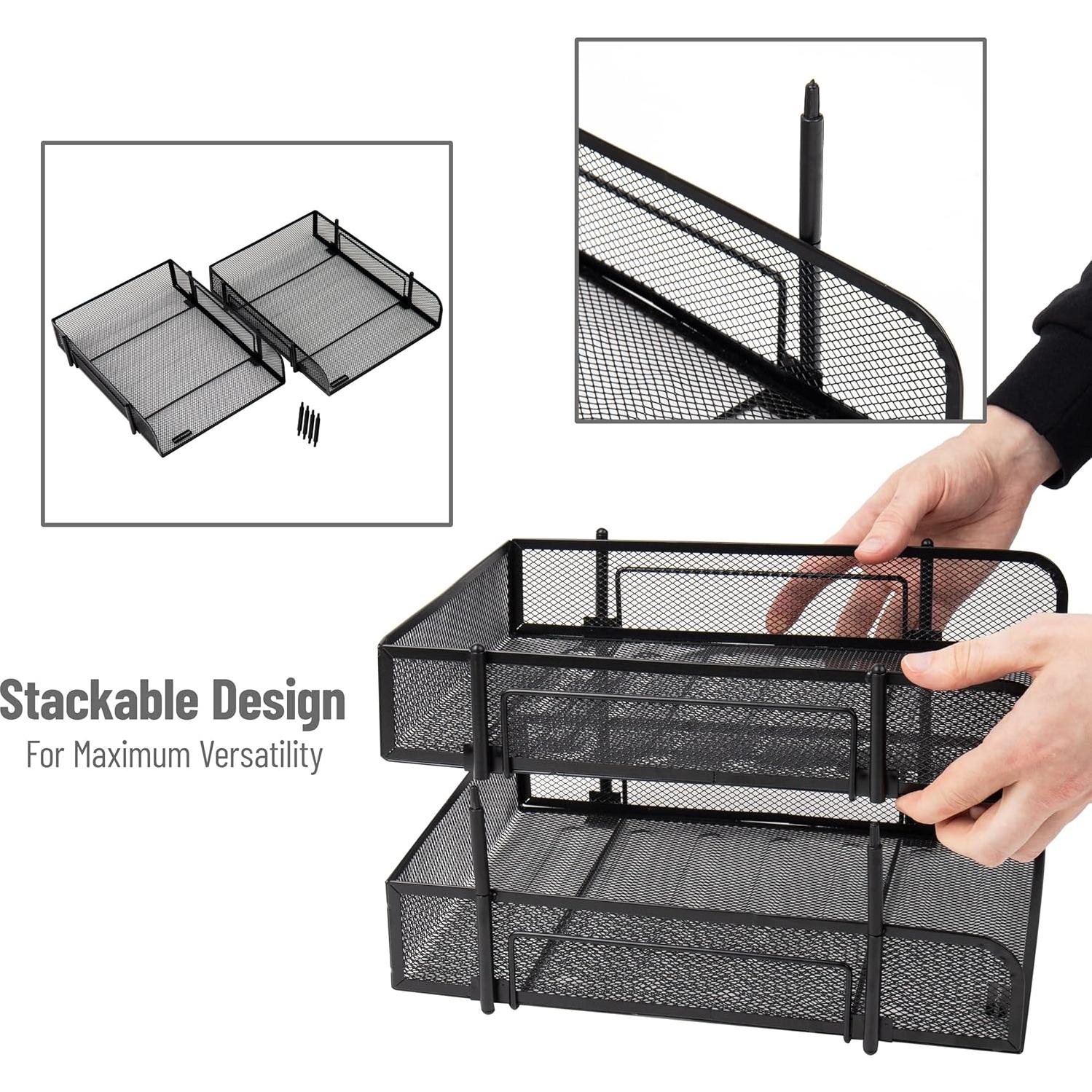 Organizador de Escritorio Apilable Mind Reader Negro 2 Pcs