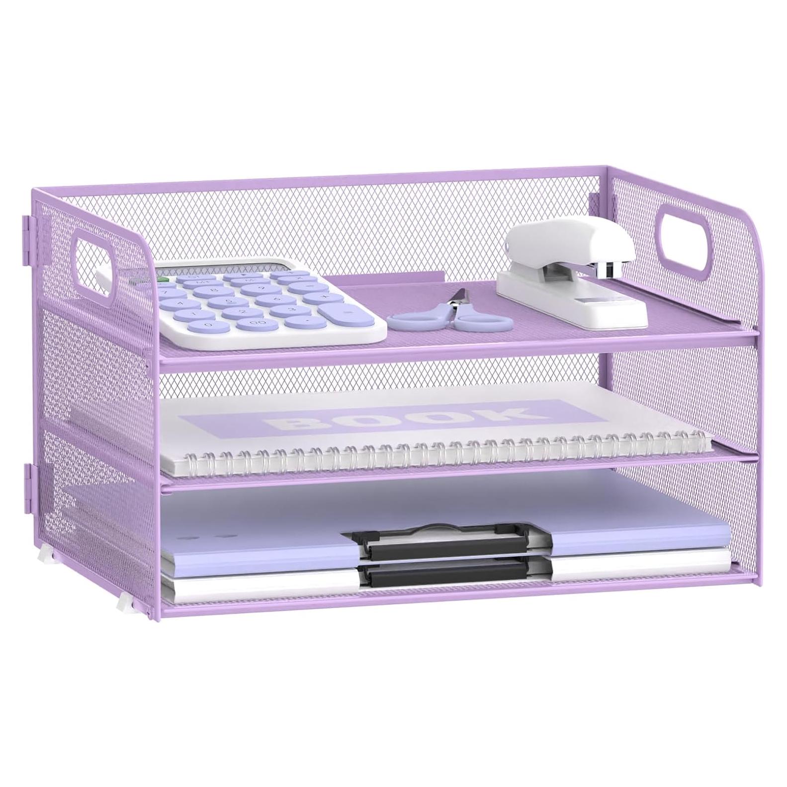 Organizador de Papel SUPEASY 3 Niveles Malla Púrpura