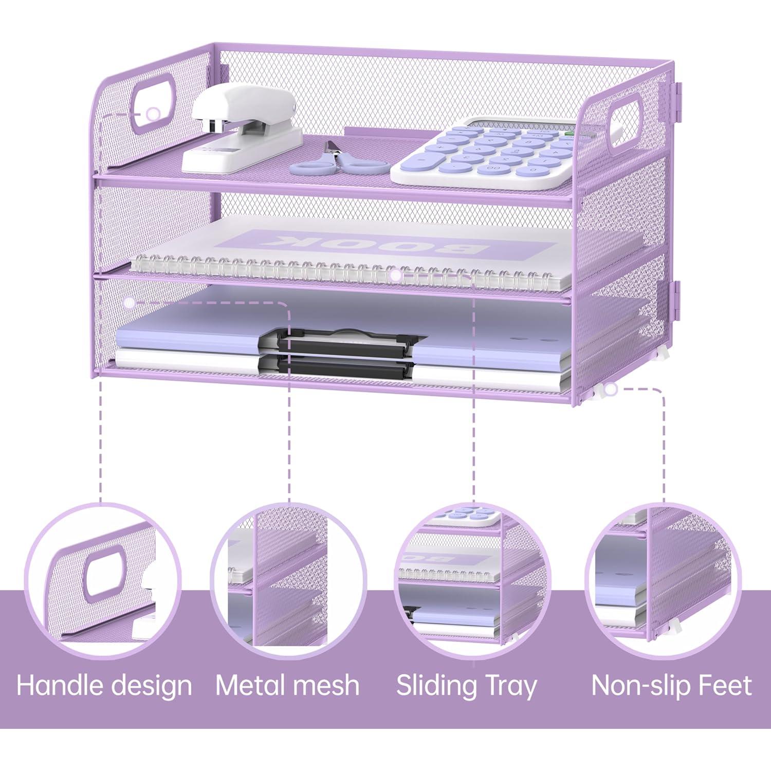Organizador de Papel SUPEASY 3 Niveles Malla Púrpura
