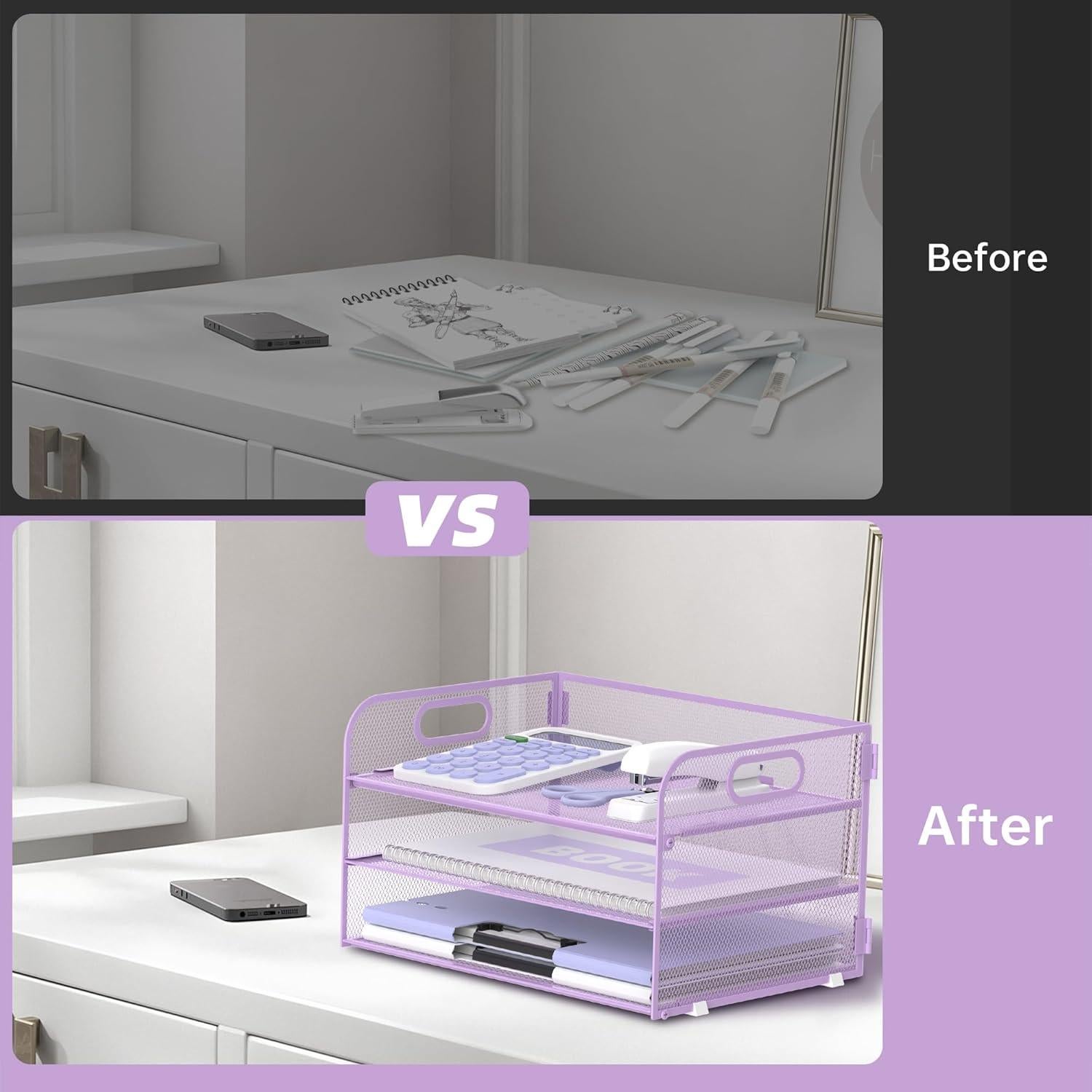 Organizador de Papel SUPEASY 3 Niveles Malla Púrpura