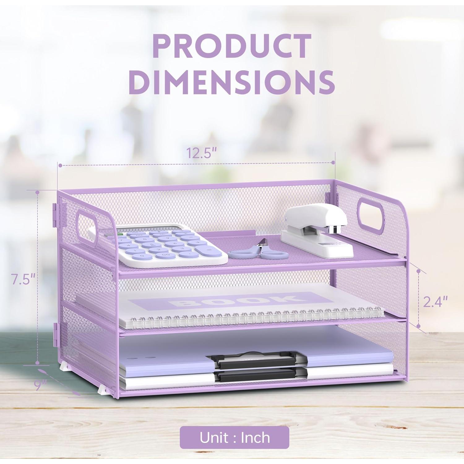 Organizador de Papel SUPEASY 3 Niveles Malla Púrpura