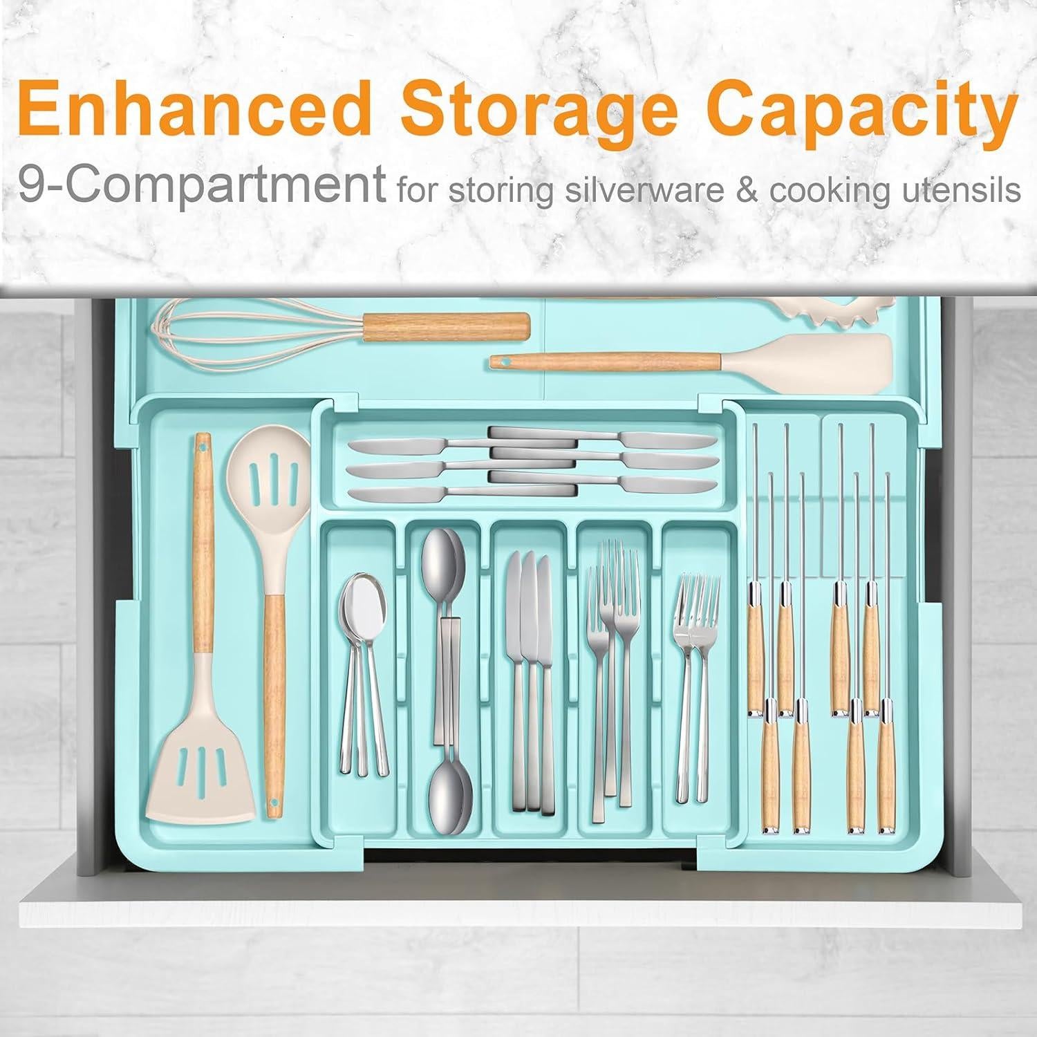 Organizador de Cubiertos Homecor Expandible 22x19 cm Turquesa