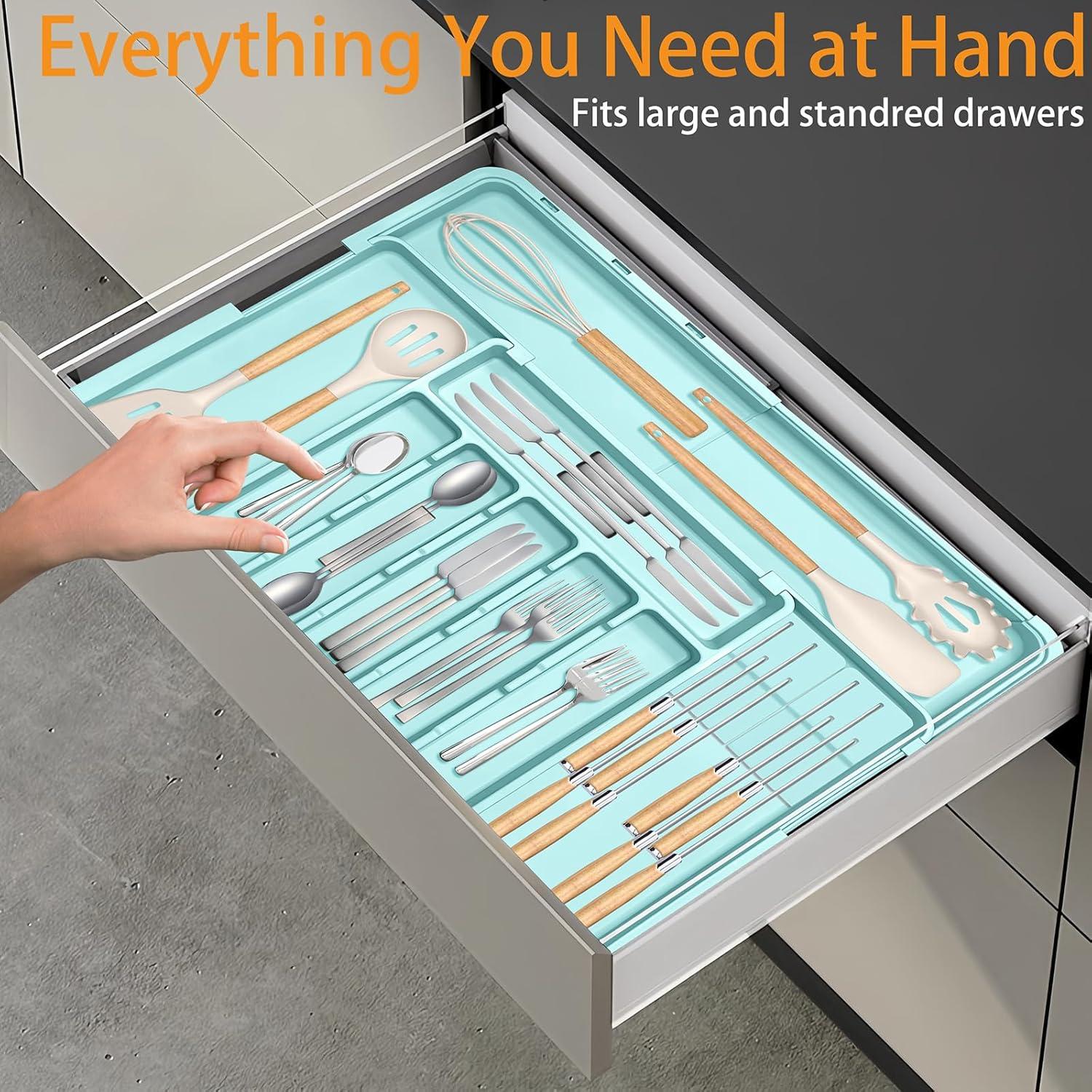 Organizador de Cubiertos Homecor Expandible 22x19 cm Turquesa