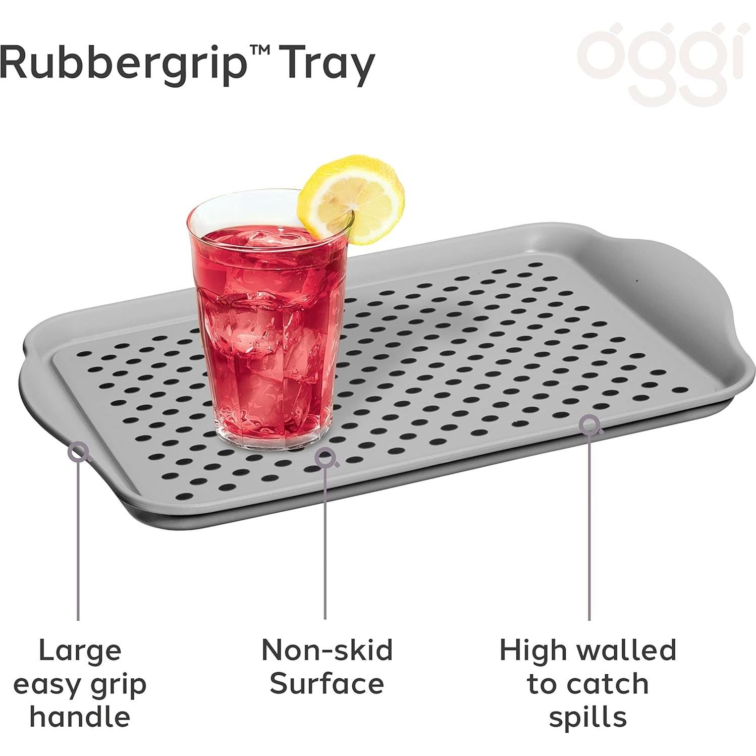 Bandeja de Servicio Antideslizante OGGI Gris 44,5x29,2 cm