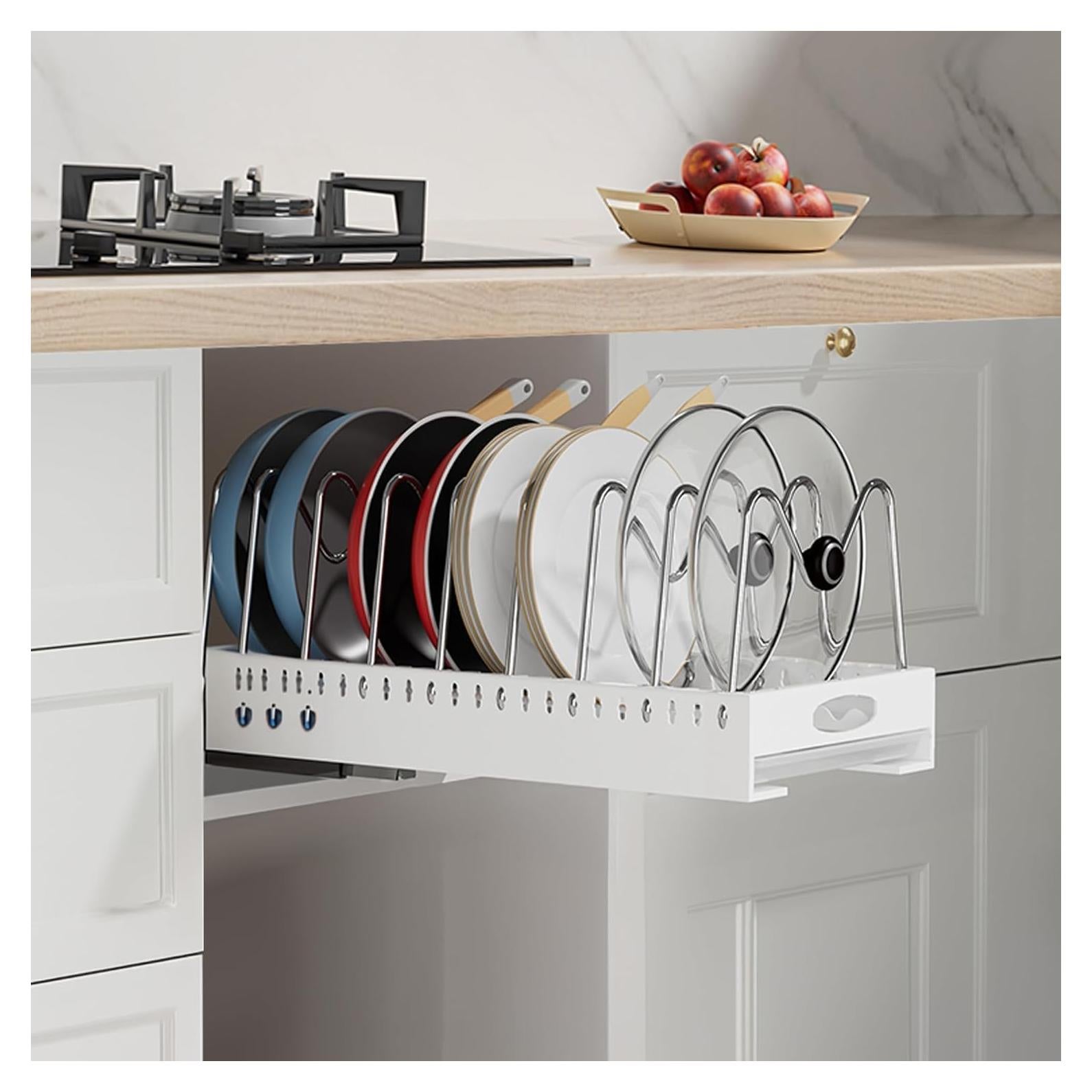 Organizador de Ollas y Sartenes Bealy Extraíble 52 cm Blanco