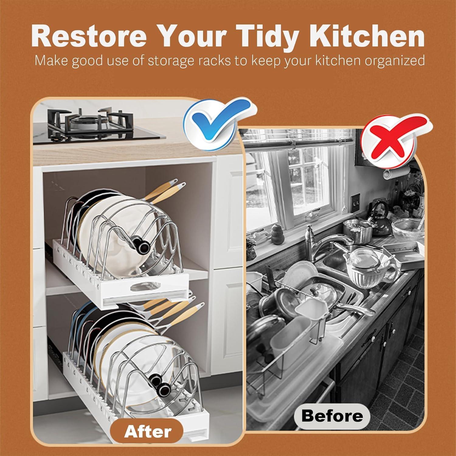 Organizador de Ollas y Sartenes Bealy Extraíble 52 cm Blanco