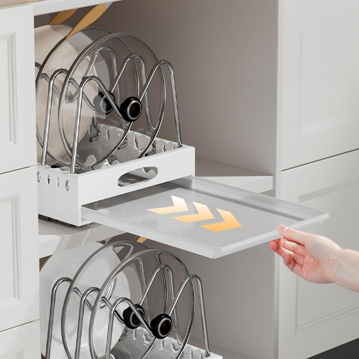 Organizador de Ollas y Sartenes Bealy Extraíble 52 cm Blanco