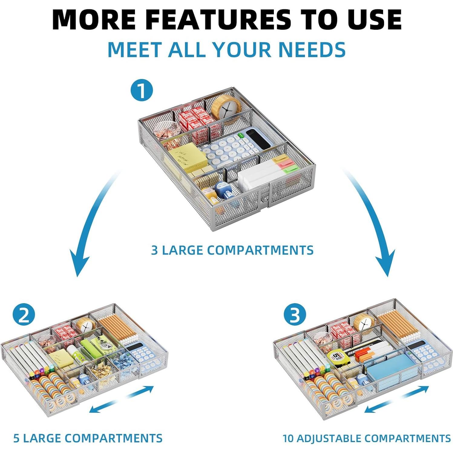 Organizador de Cajón Expandible Marbrasse 10 Compartimentos