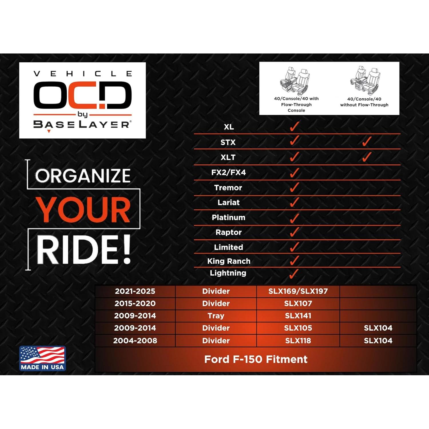 Bandeja organizadora Vehicle OCD para Ford F150 2009-2014
