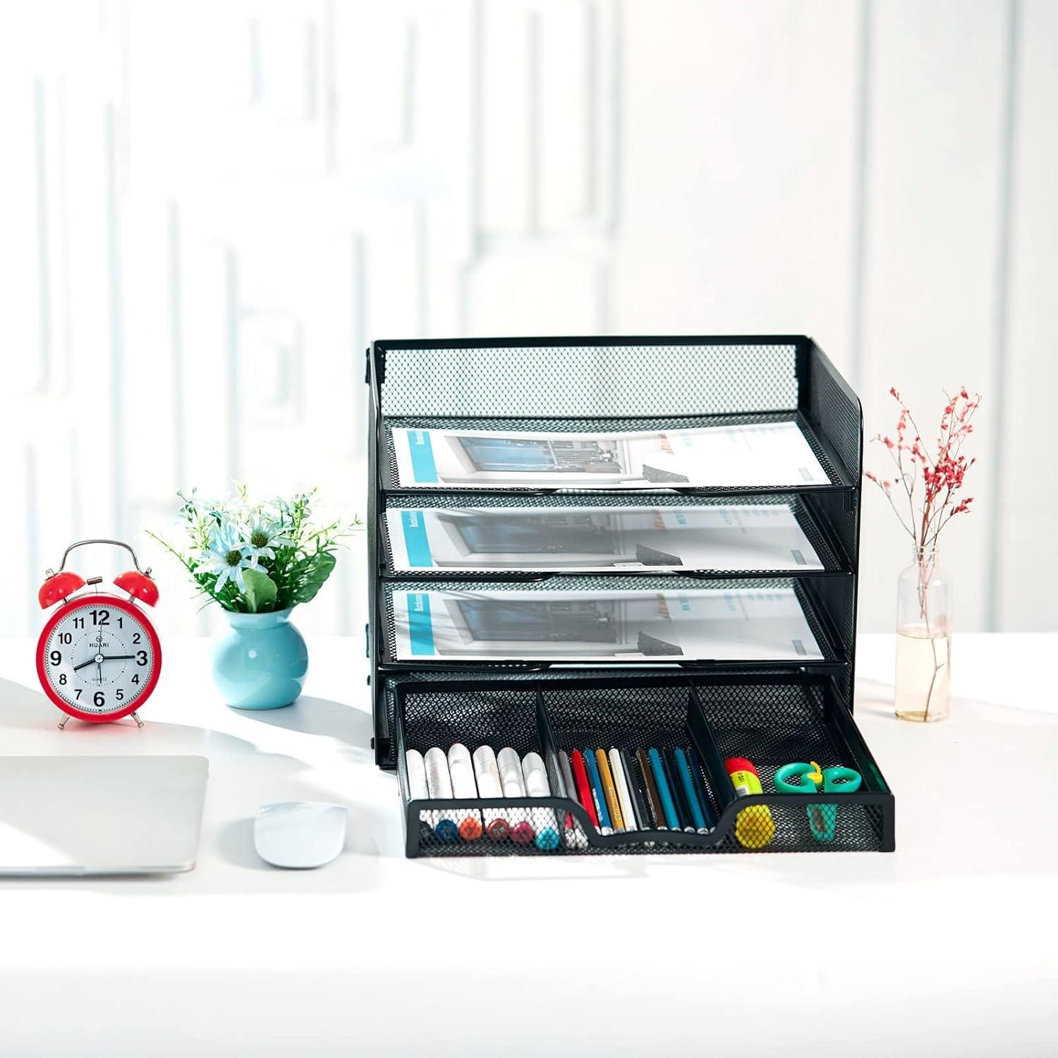 Organizador de Escritorio SETTFRFE de Malla 4 Niveles Negro