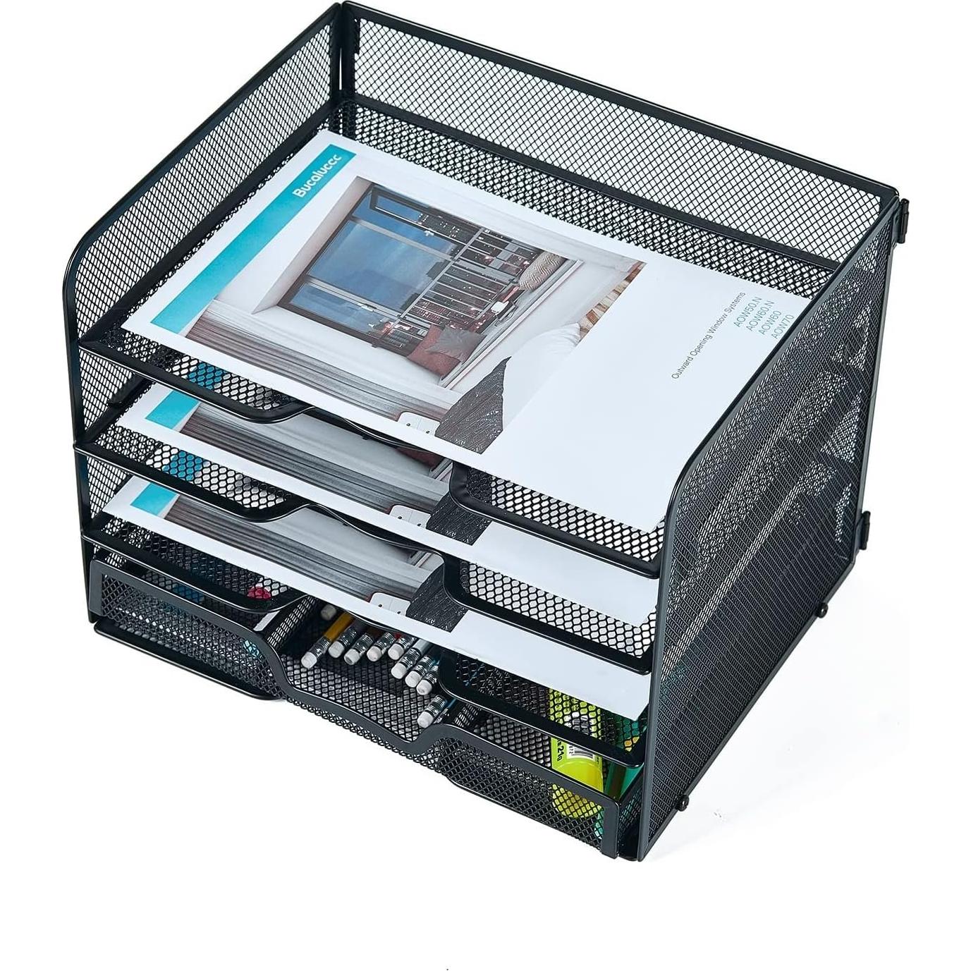 Organizador de Escritorio SETTFRFE de Malla 4 Niveles Negro