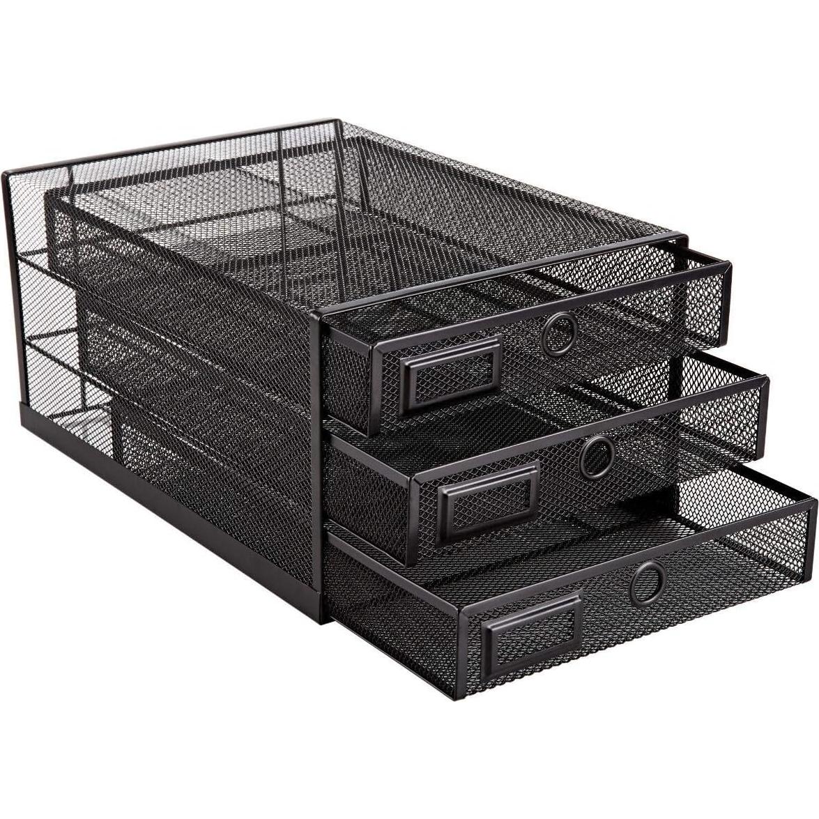 Organizador de Escritorio Annova 3 Cajones Metal Negro