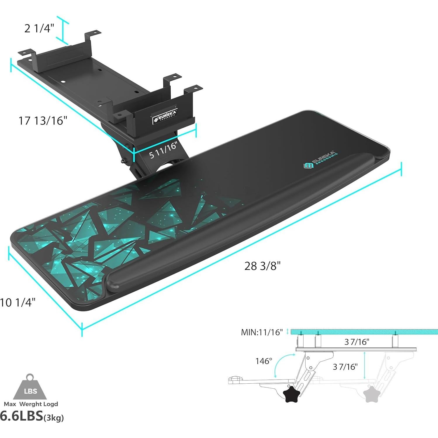 Bandeja de Teclado Ajustable EUREKA ERGONOMIC 71x25cm