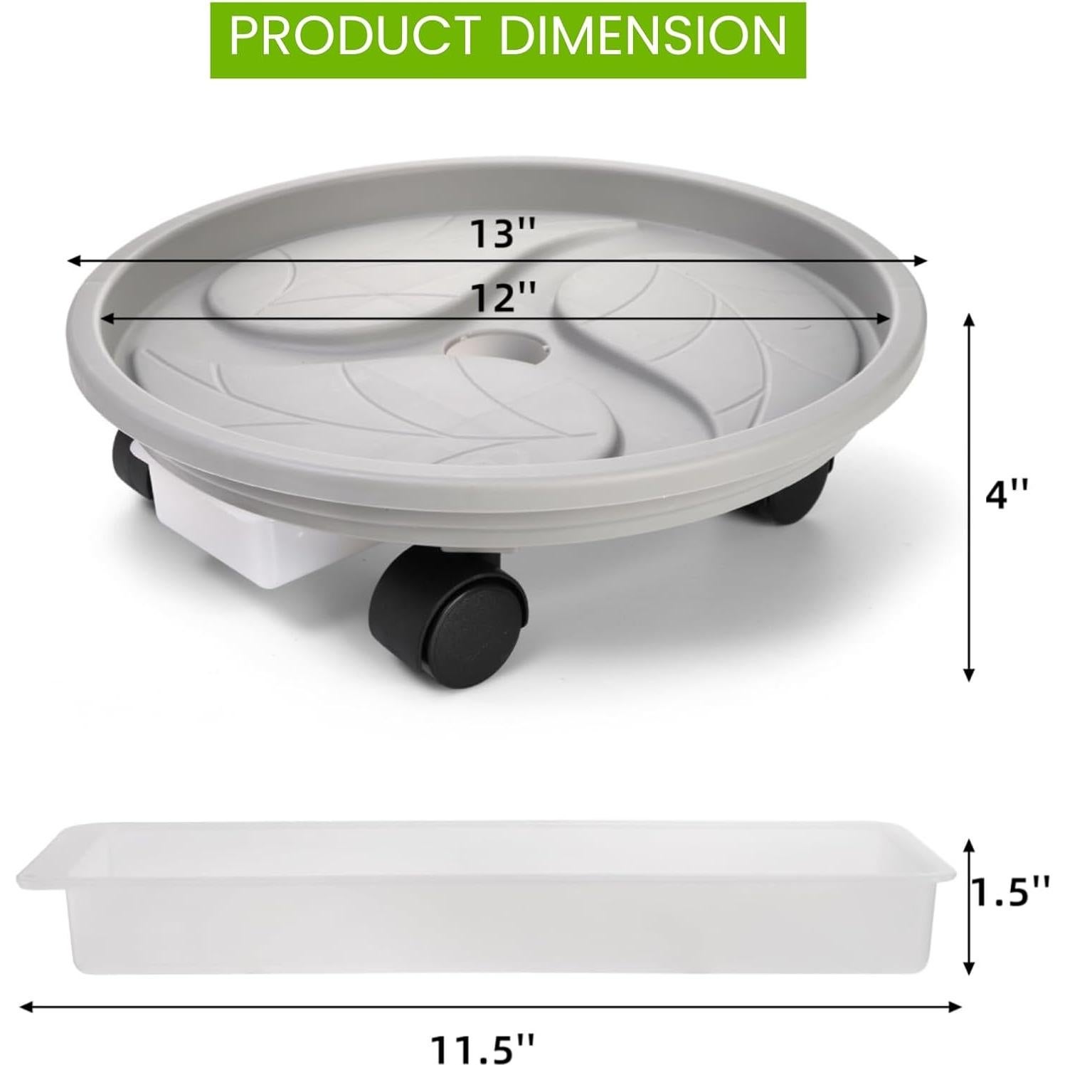 Paquete de 3 Carros para Plantas Nagpew 30 cm con Ruedas