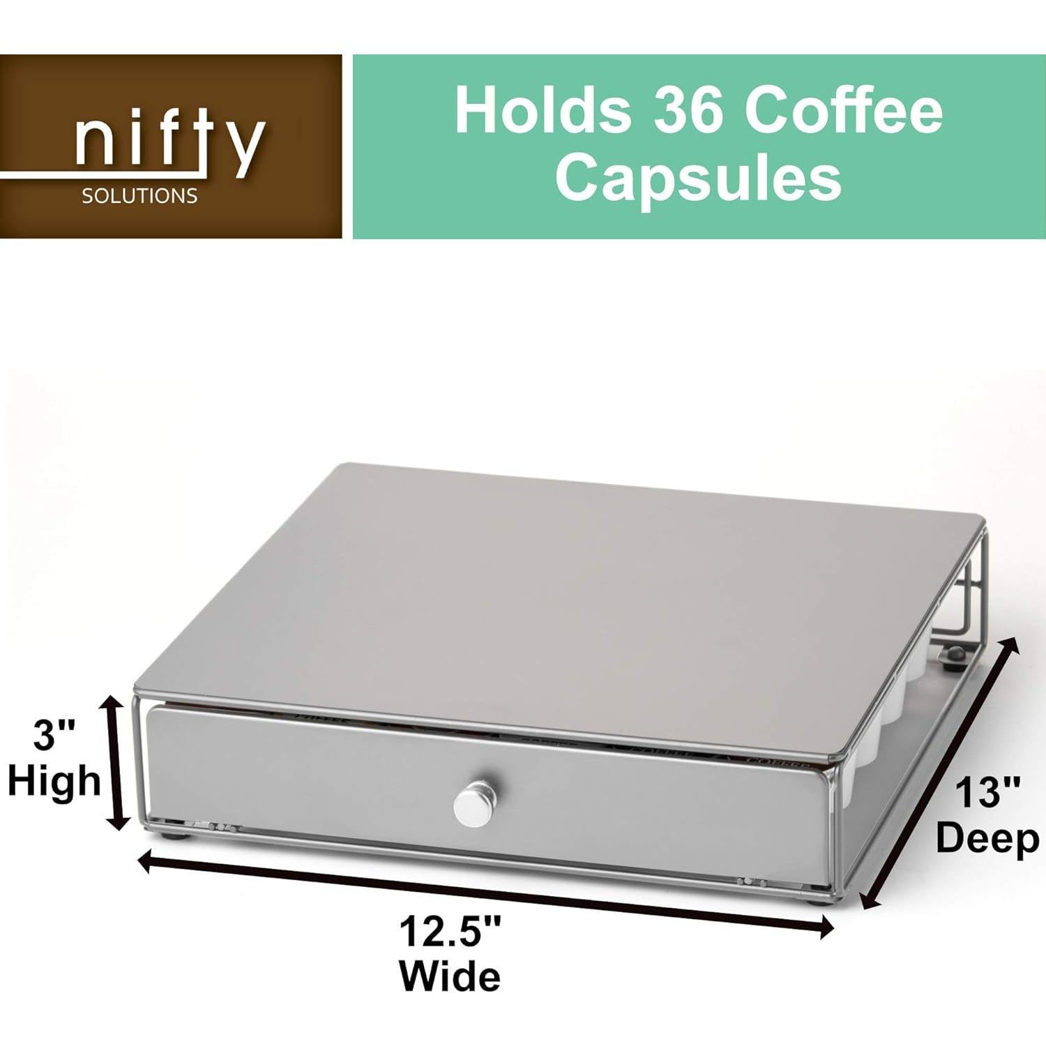 Cajón para 36 cápsulas de café Nifty plateado