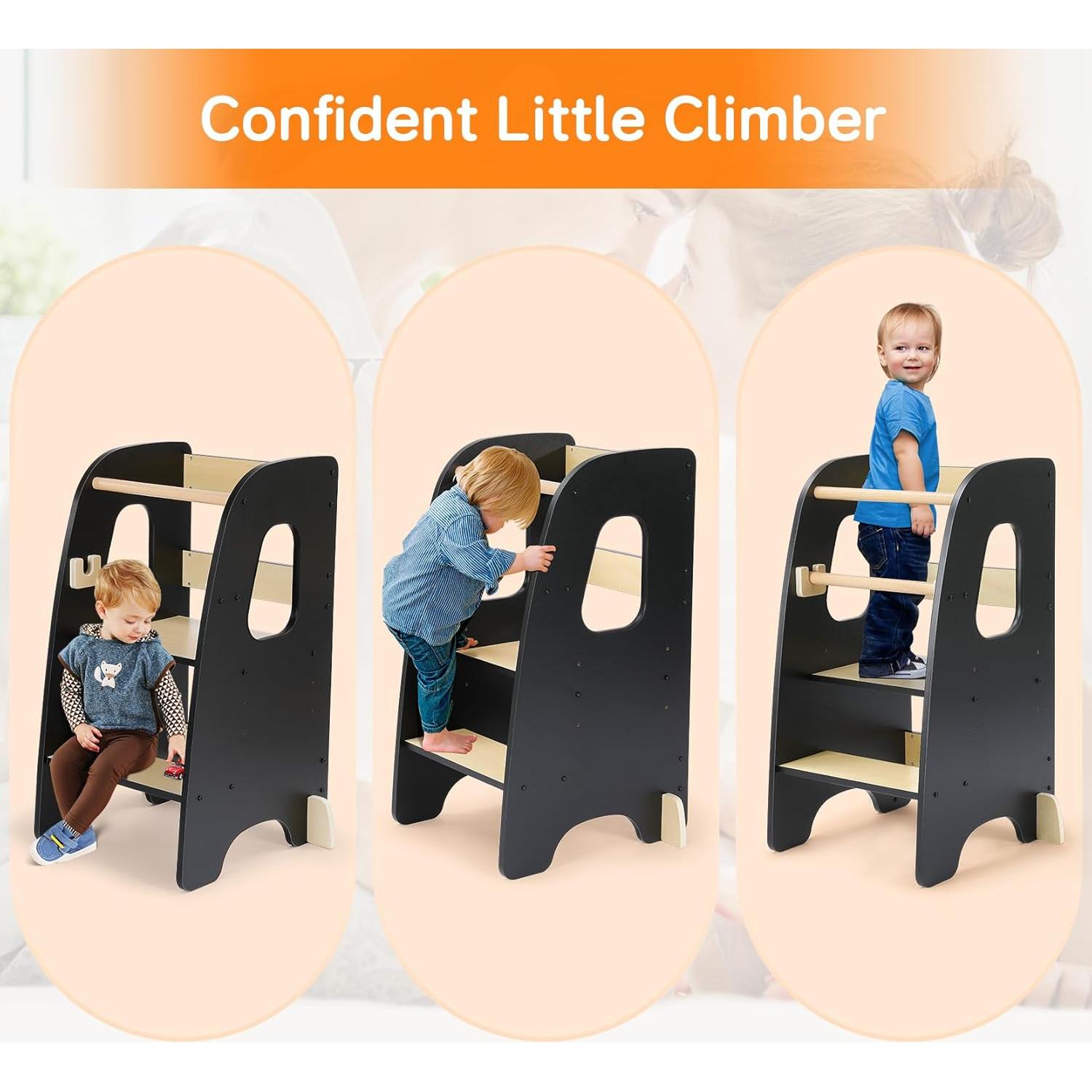 Ezebaby Torre de Cocina Ajustable para Niños - Negro