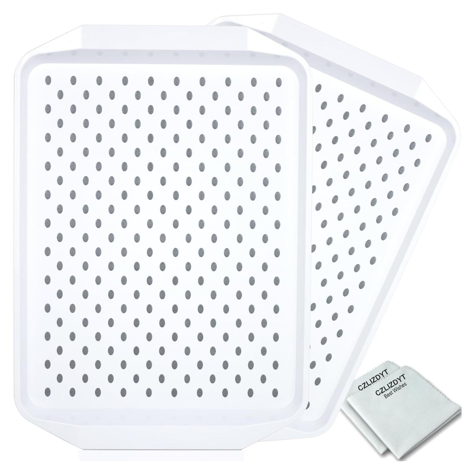 Bandeja Antideslizante Czlizdyt Rectangular Set de 2 Blanca
