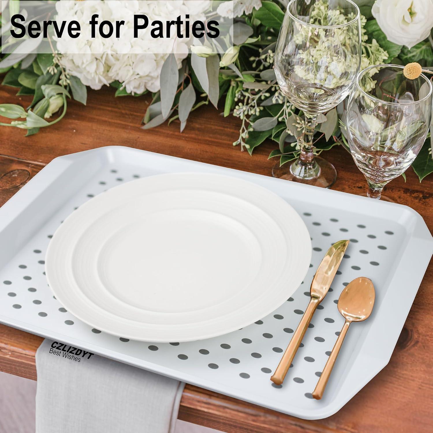 Bandeja Antideslizante Czlizdyt Rectangular Set de 2 Blanca