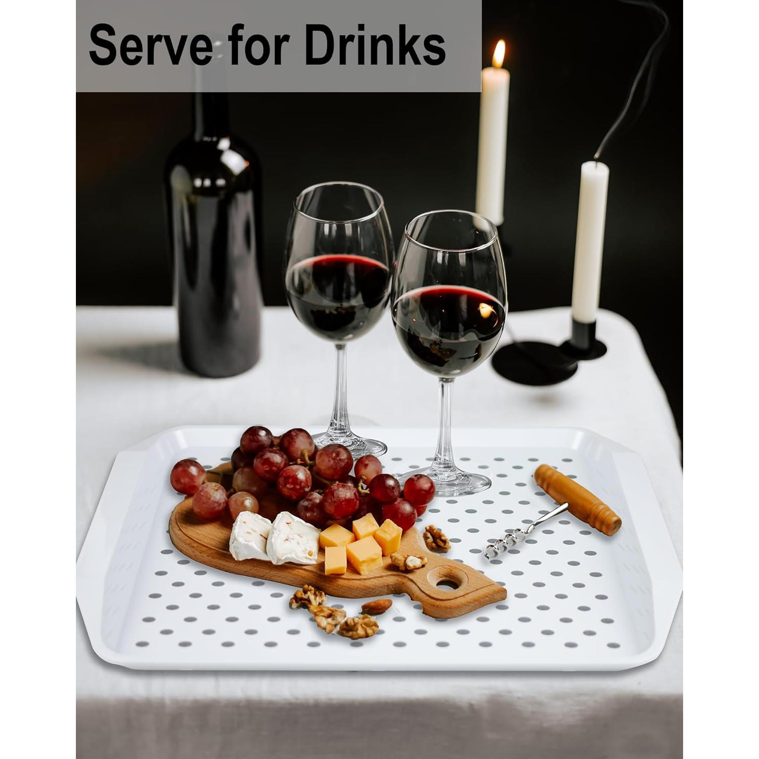 Bandeja Antideslizante Czlizdyt Rectangular Set de 2 Blanca