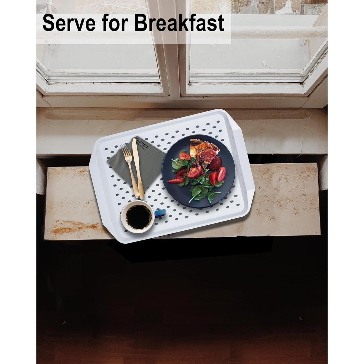 Bandeja Antideslizante Czlizdyt Rectangular Set de 2 Blanca