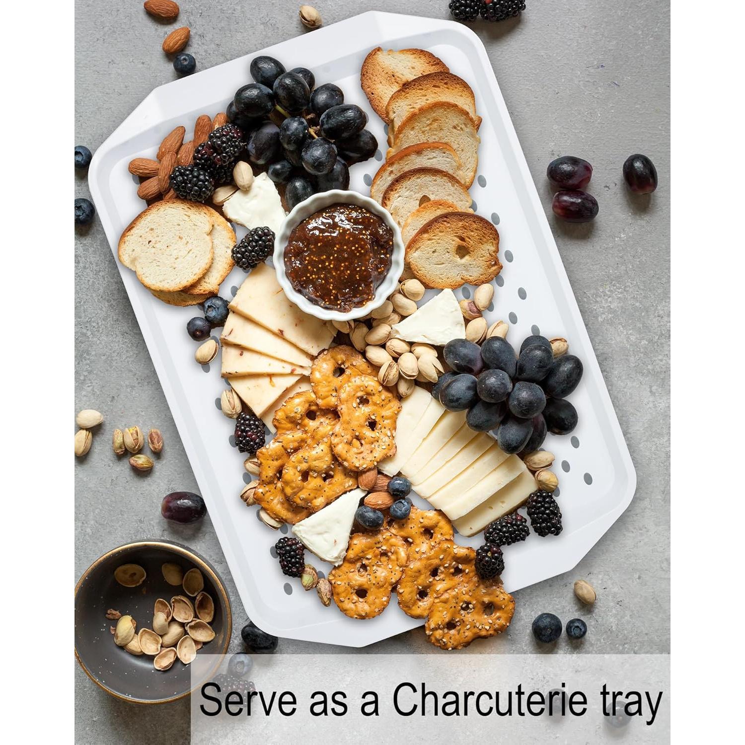 Bandeja Antideslizante Czlizdyt Rectangular Set de 2 Blanca