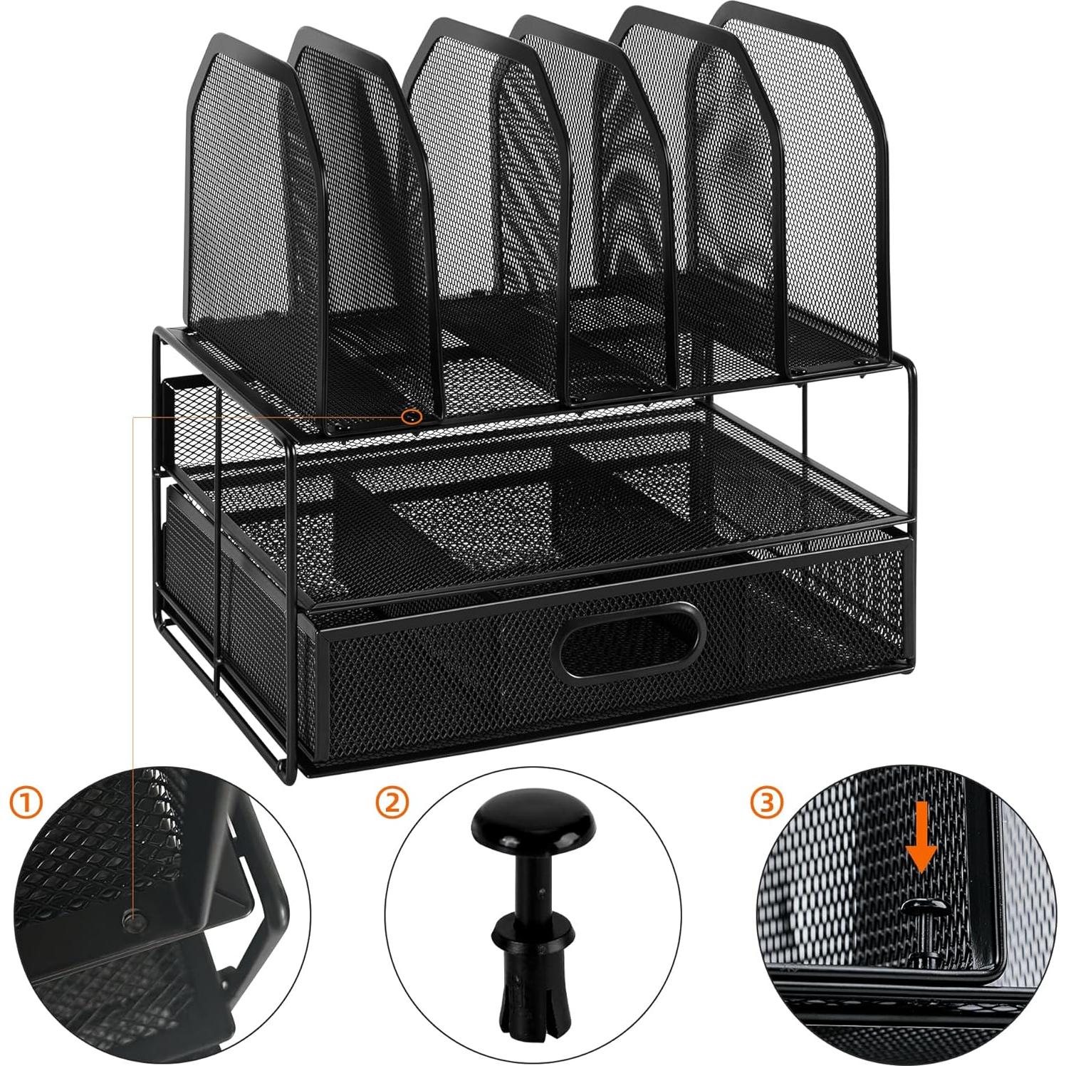 Organizador de Escritorio Malla Amazon Basics Negro 5 Secciones