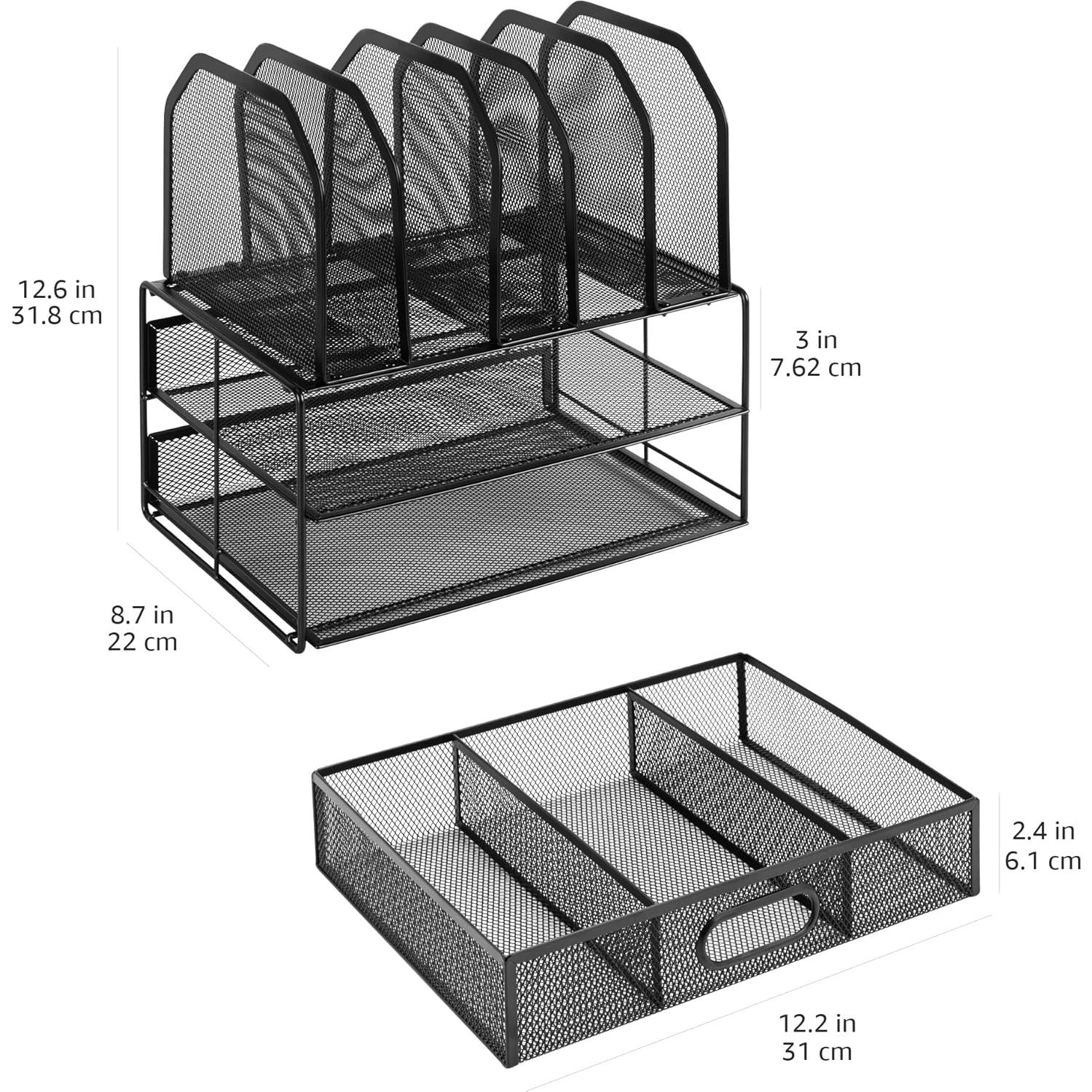 Organizador de Escritorio Malla Amazon Basics Negro 5 Secciones