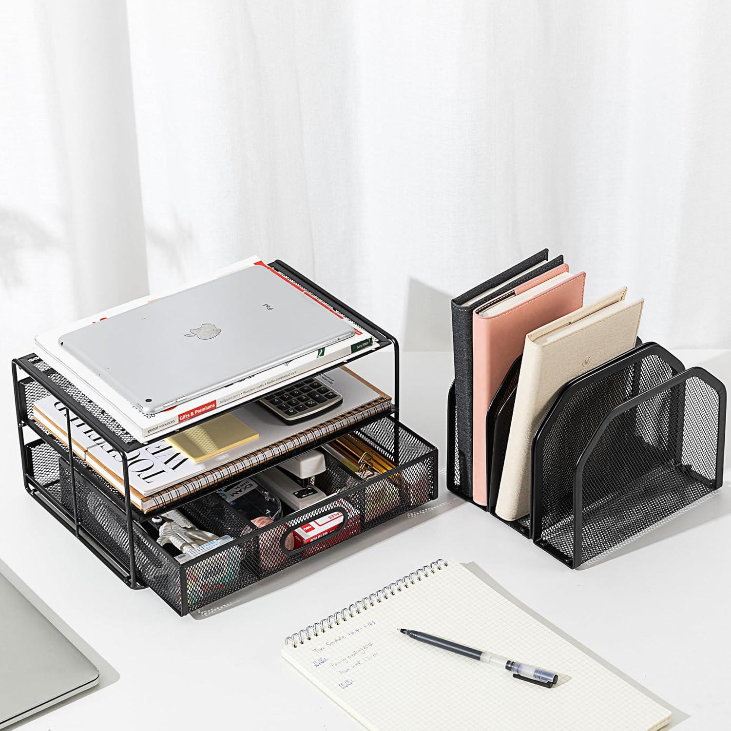 Organizador de Escritorio Malla Amazon Basics Negro 5 Secciones