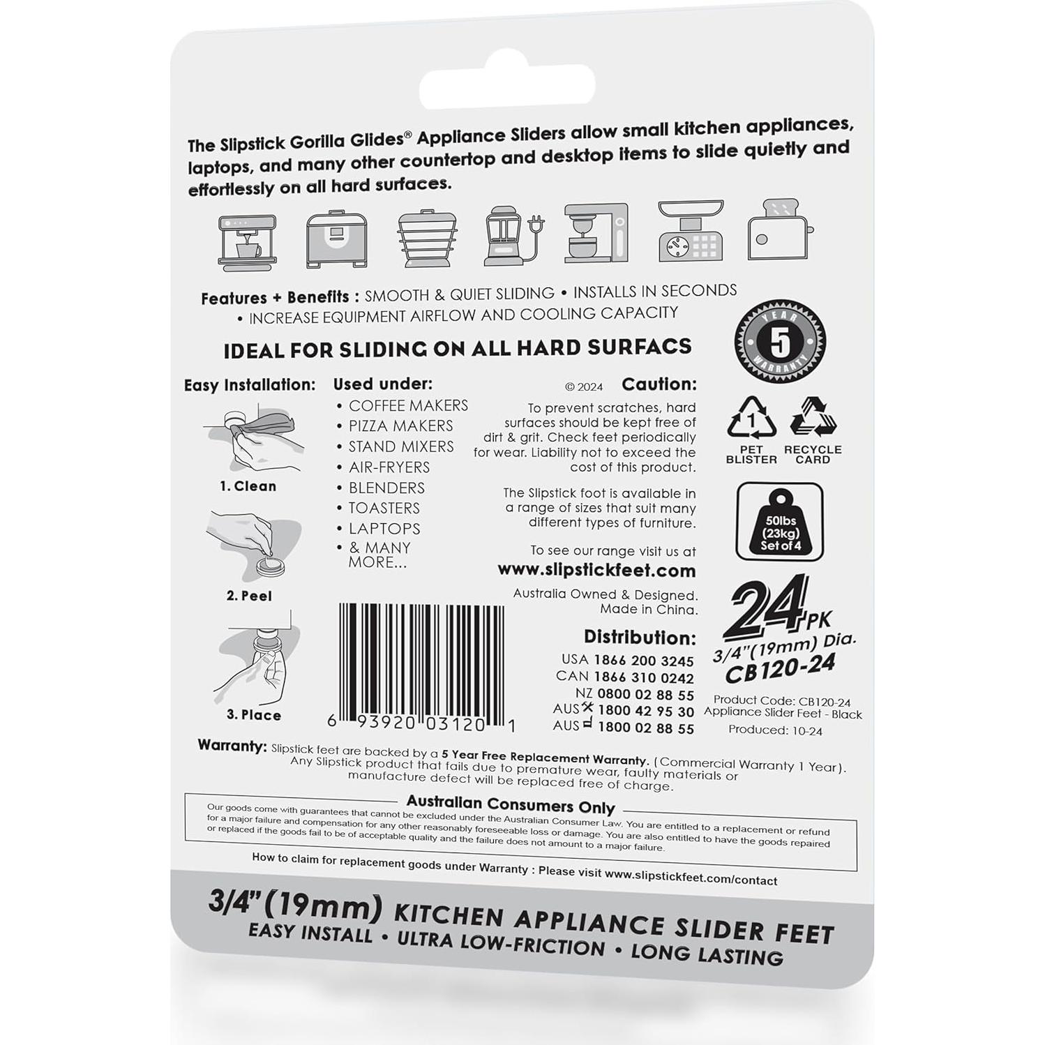 Deslizadores autoadhesivos Slipstick GorillaGlides 24 unidades